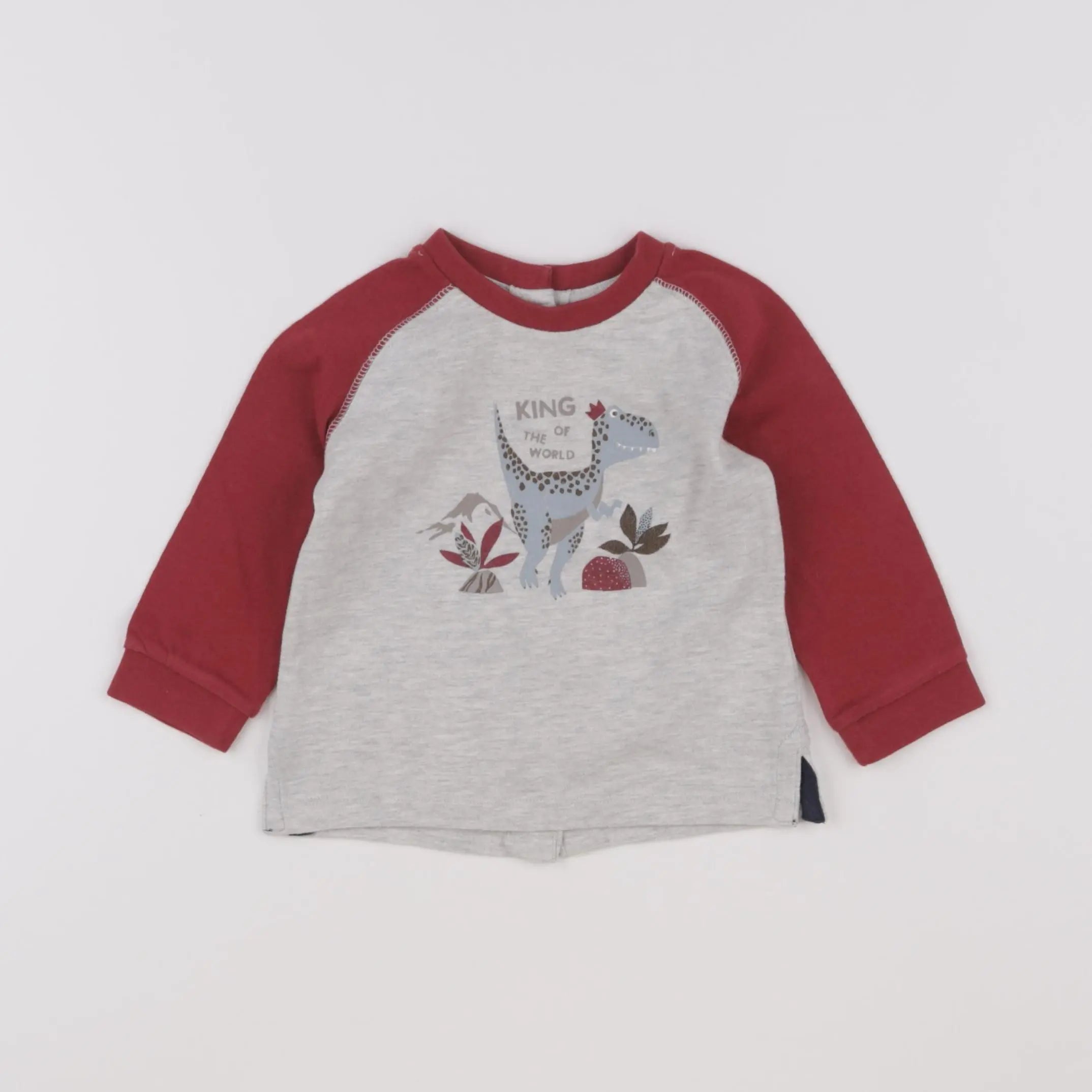Vertbaudet - tee-shirt gris, rouge - 9 mois