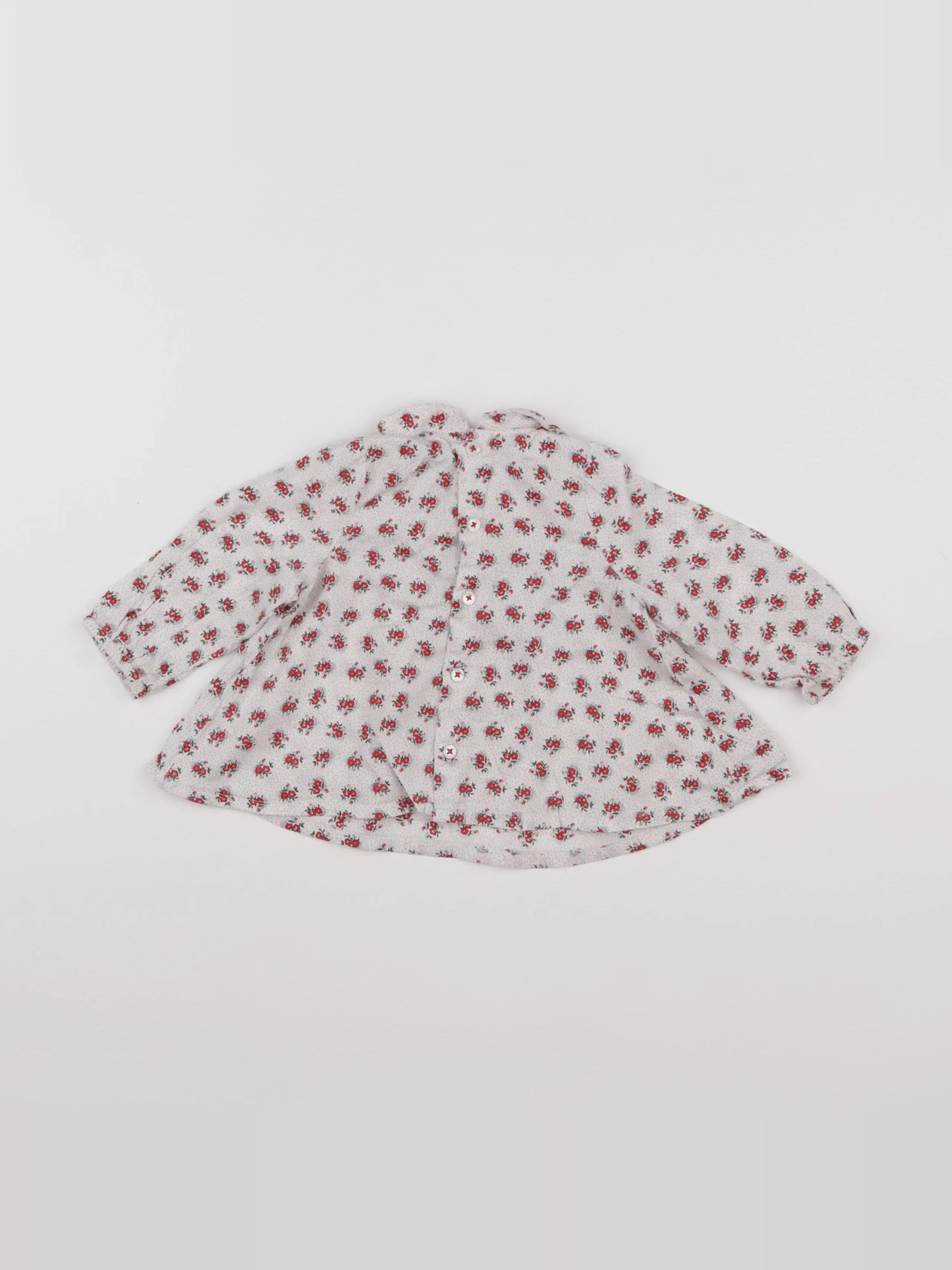 Boutchou - blouse beige, rouge - 6 mois