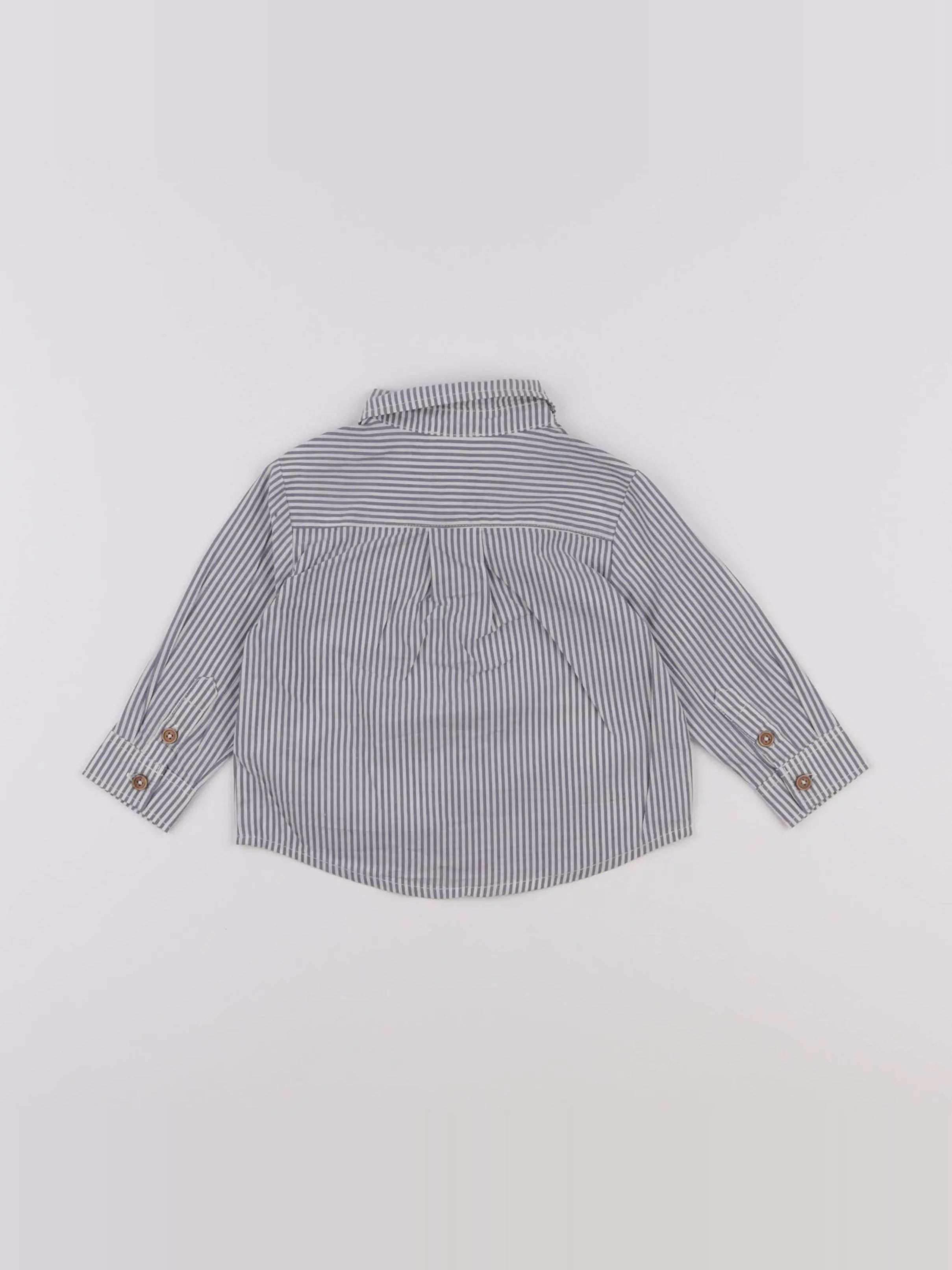 Cyrillus - chemise blanc, gris - 9 mois