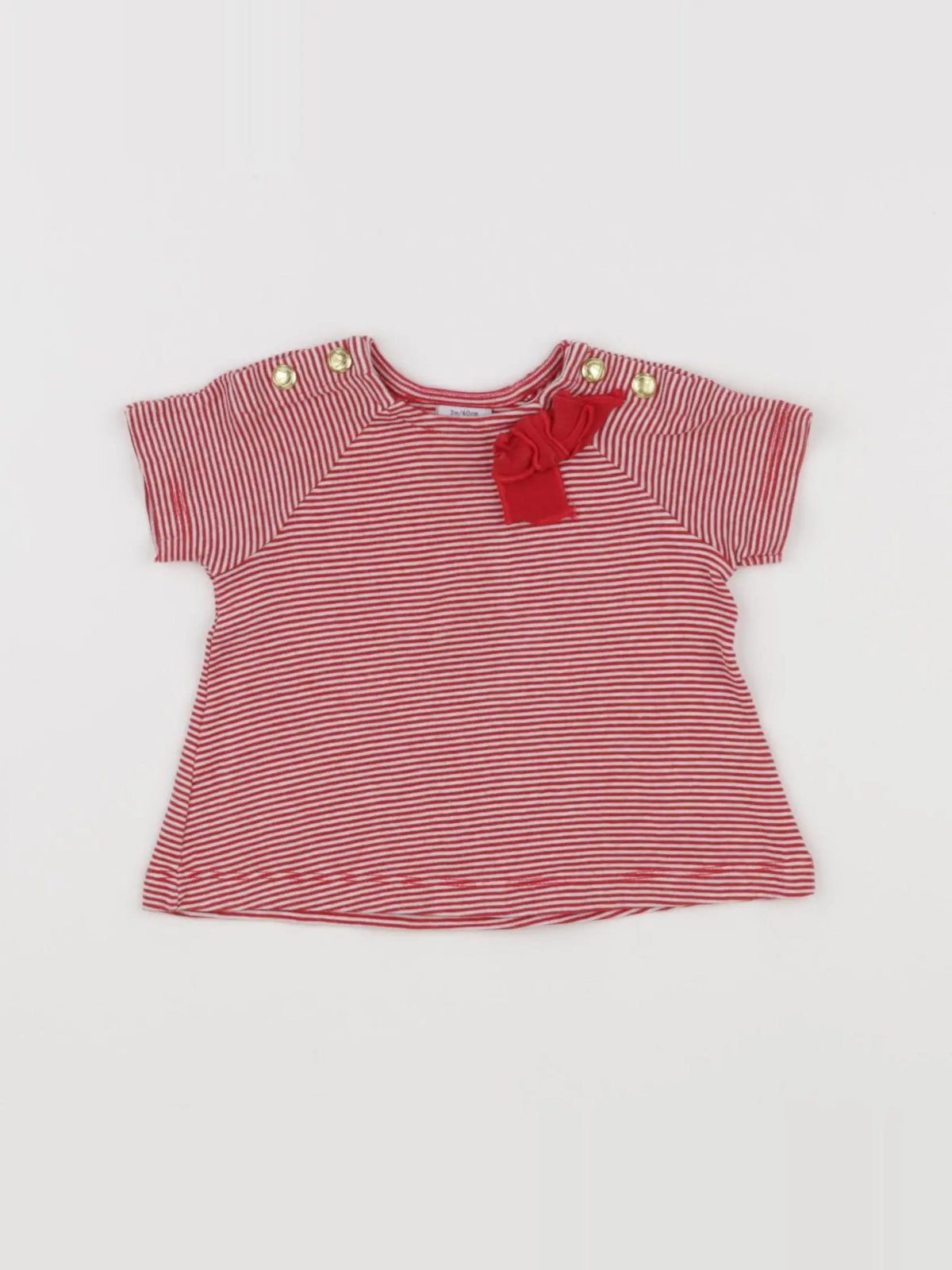 Petit Bateau - tee-shirt blanc, rouge - 3 mois