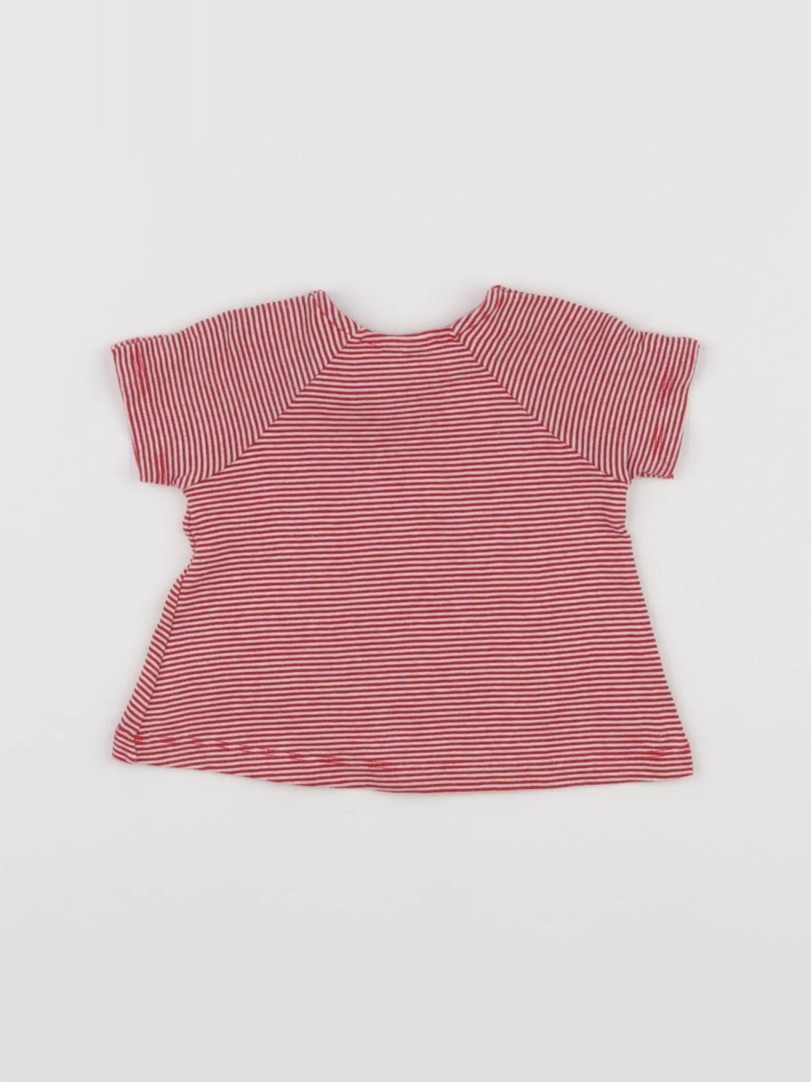 Petit Bateau - tee-shirt blanc, rouge - 3 mois