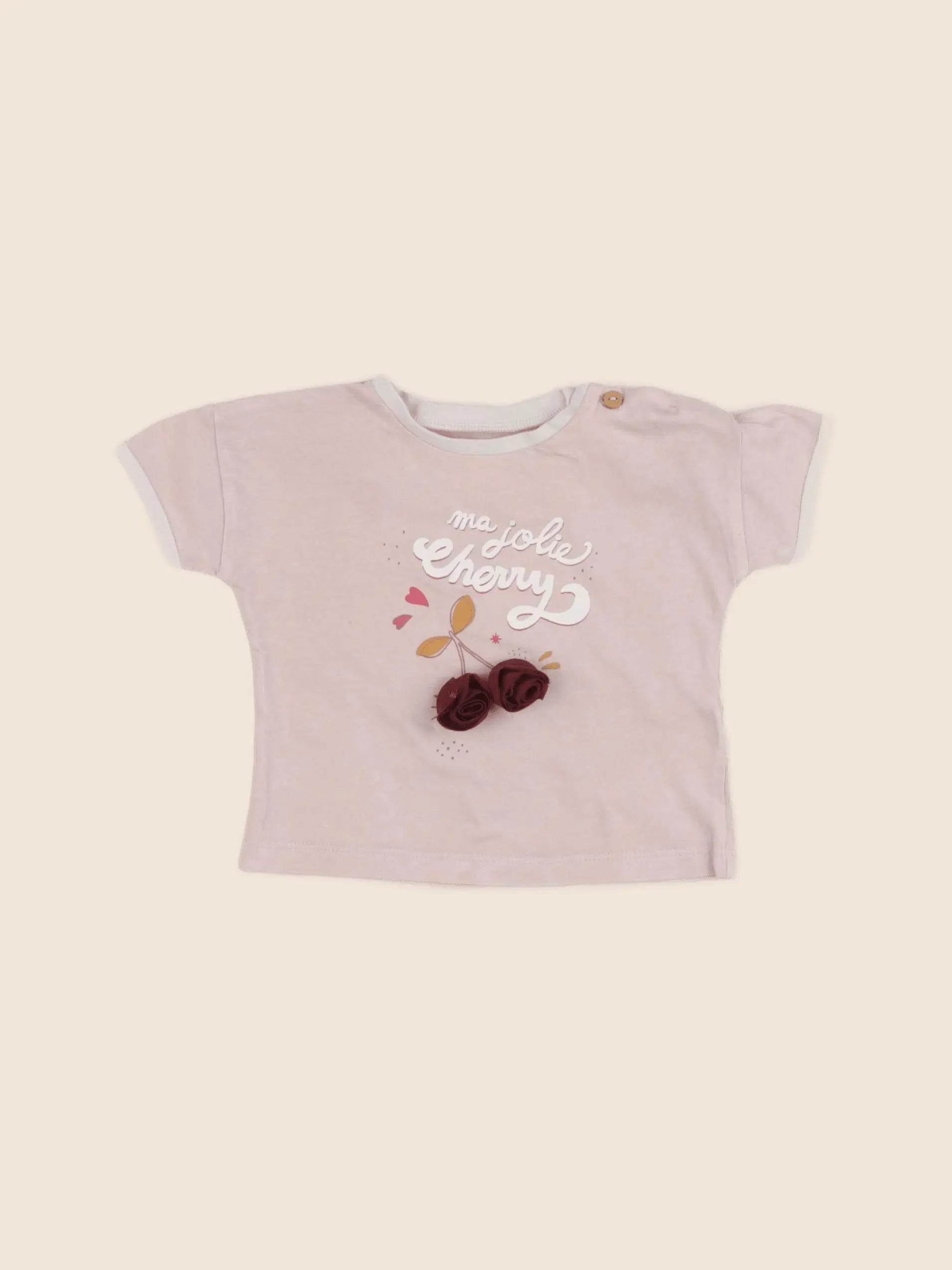 Vertbaudet - tee-shirt rose - 6 mois