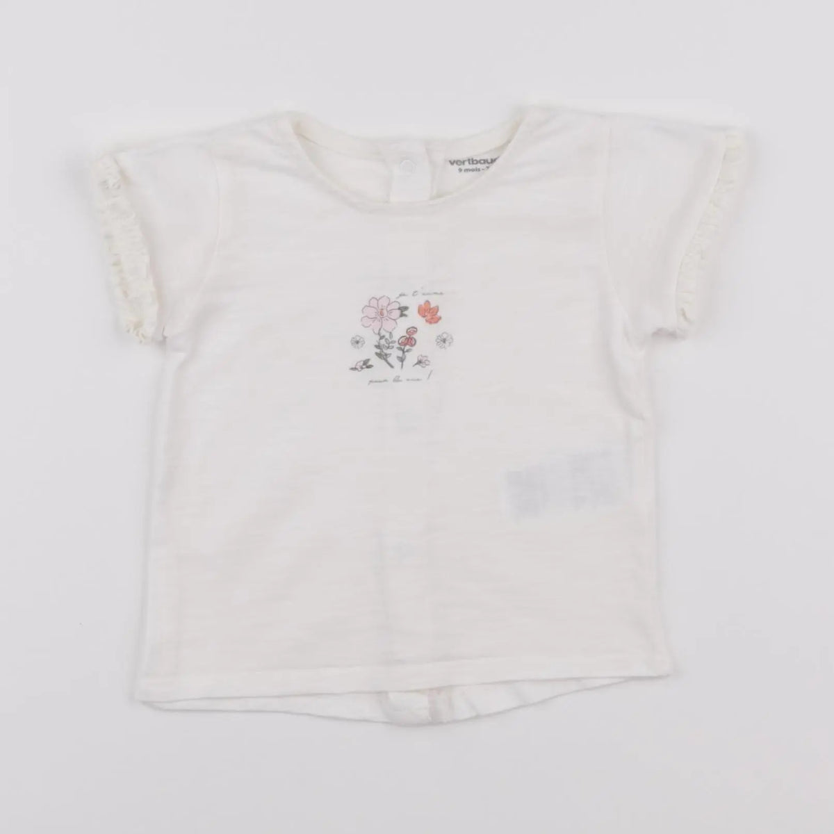 Vertbaudet - tee-shirt blanc - 9 mois