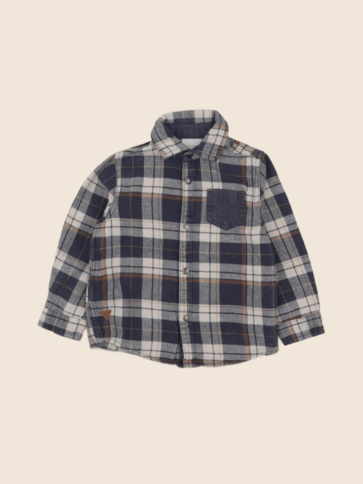 Vertbaudet - chemise beige, bleu - 3 ans