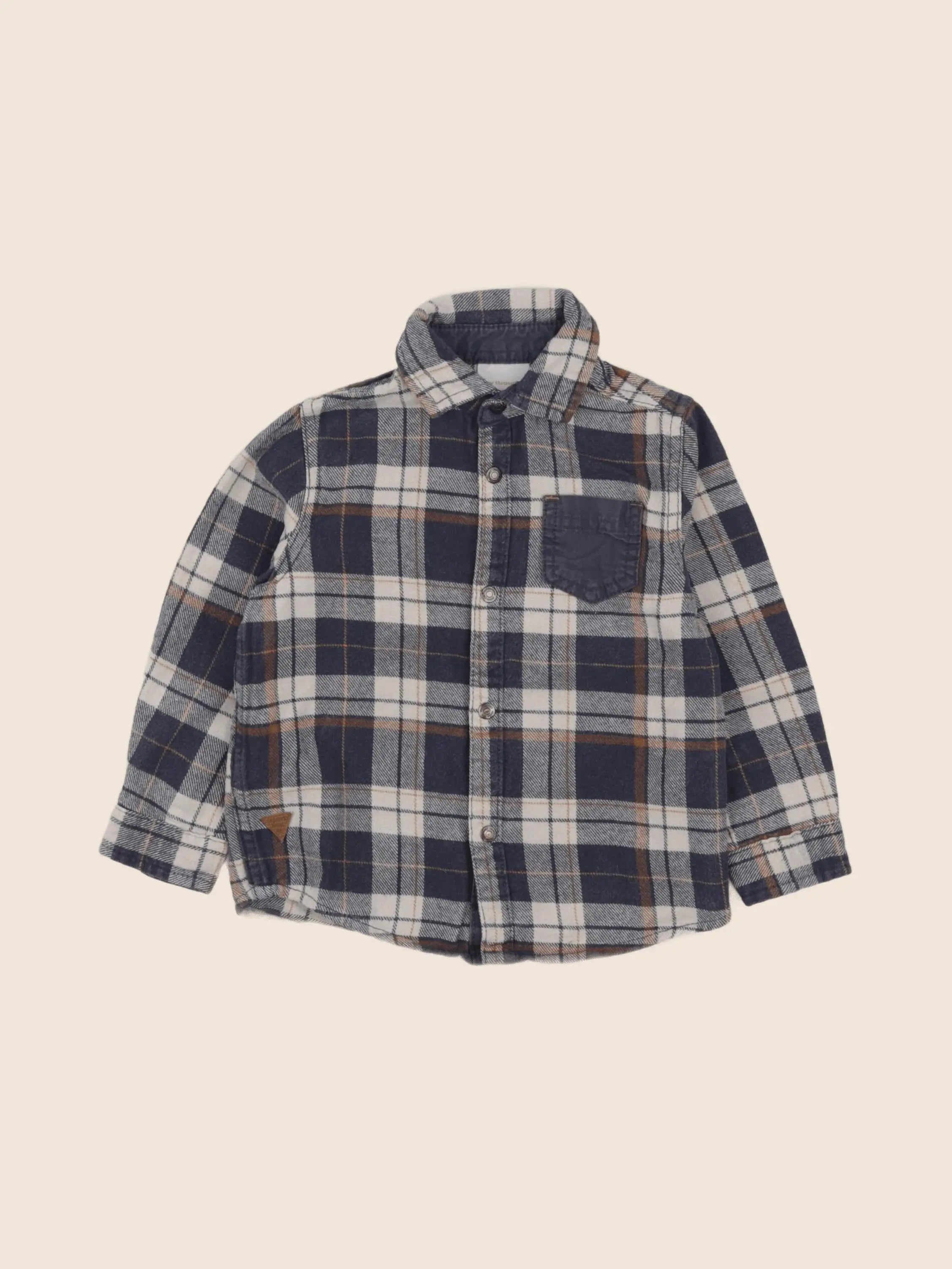 Vertbaudet - chemise beige, bleu - 3 ans