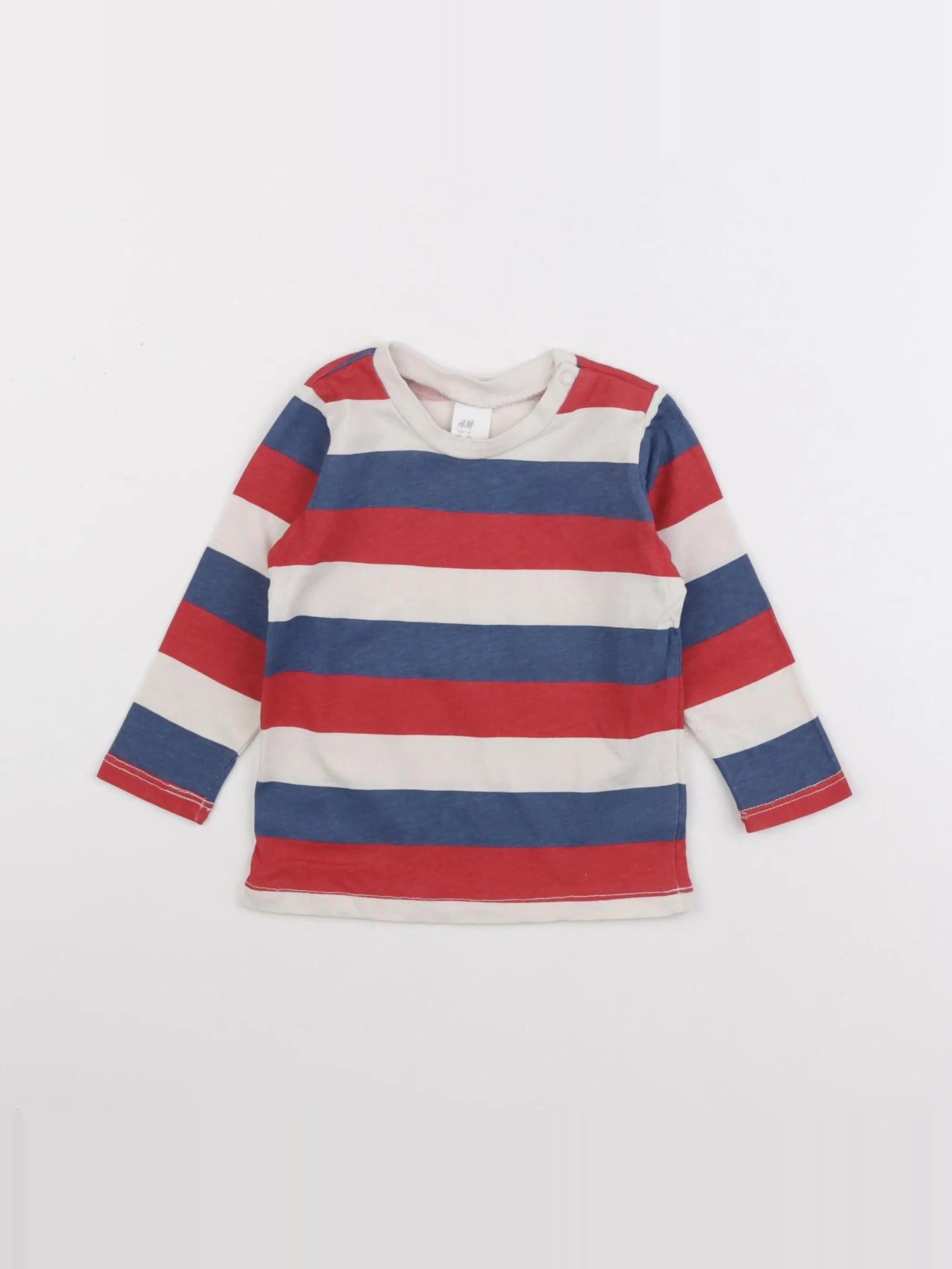 H&M - tee-shirt blanc, bleu, rouge - 6/9 mois