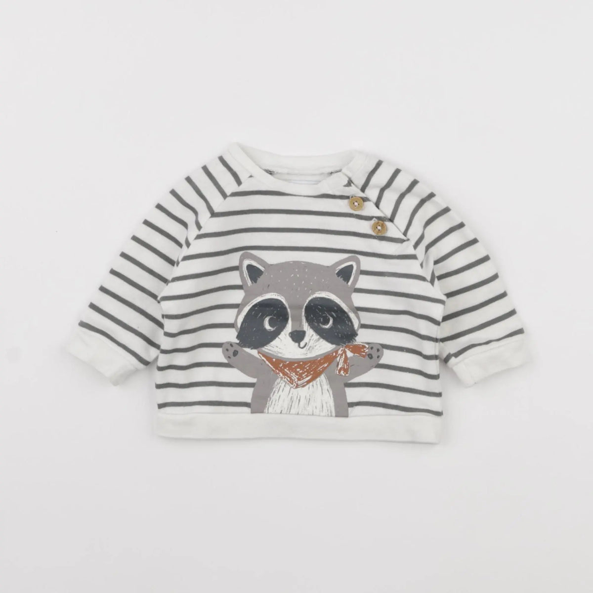 Vertbaudet - sweat blanc, vert - 3 mois