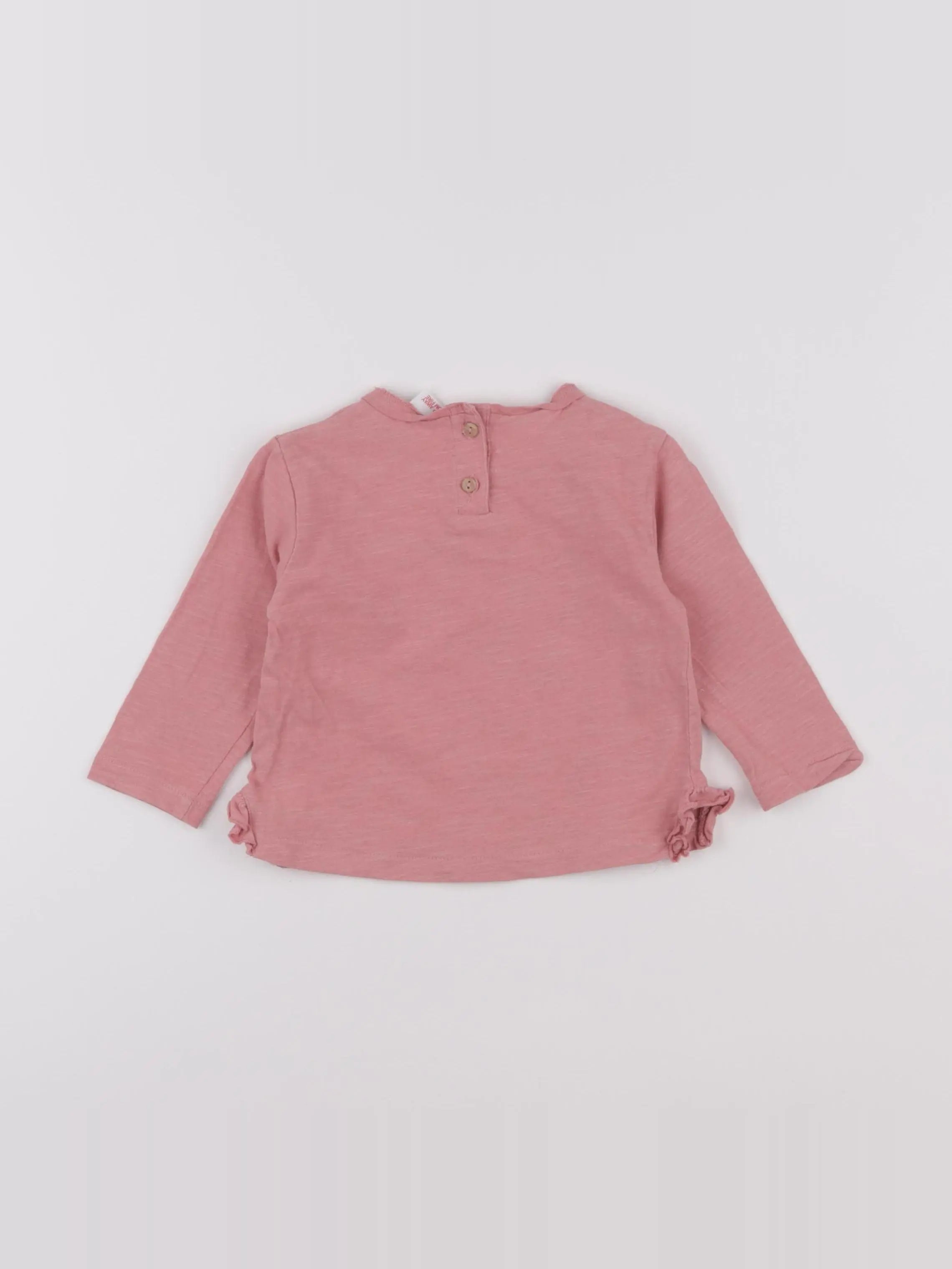 Zara - tee-shirt rose - 6/9 mois