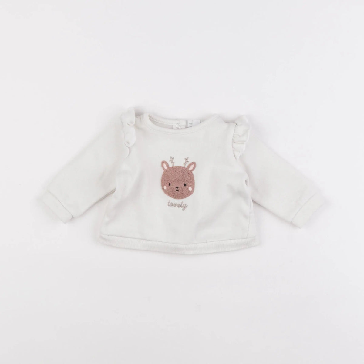 Vertbaudet - sweat blanc, rose - 3 mois