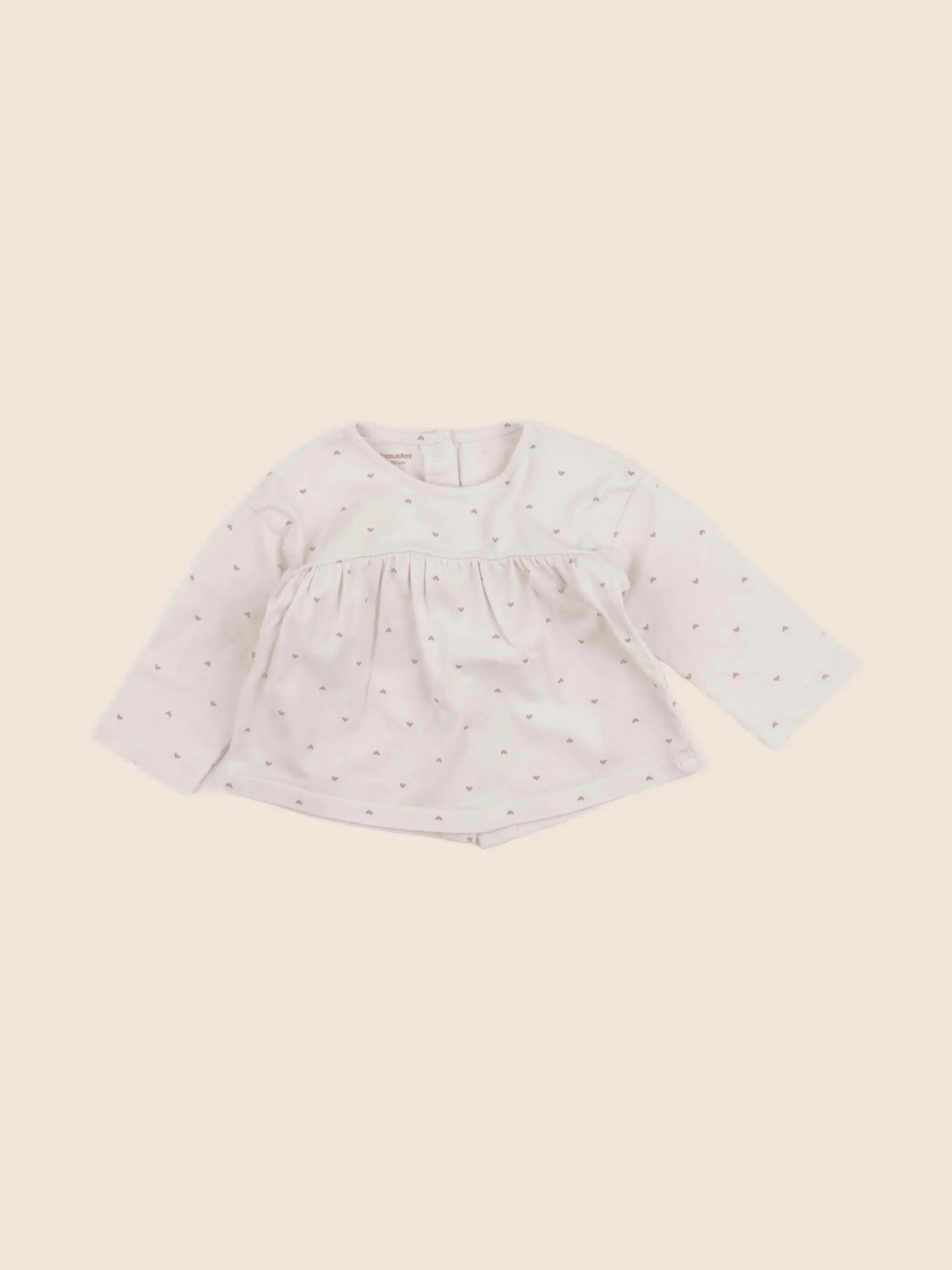 Vertbaudet - tee-shirt beige, rose - 3 mois