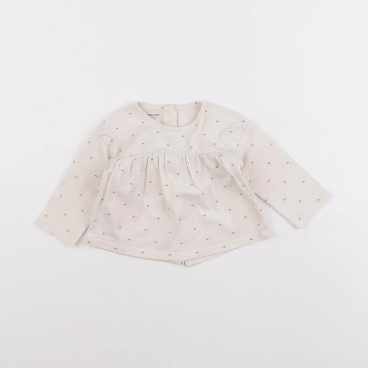 Vertbaudet - tee-shirt beige, rose - 3 mois