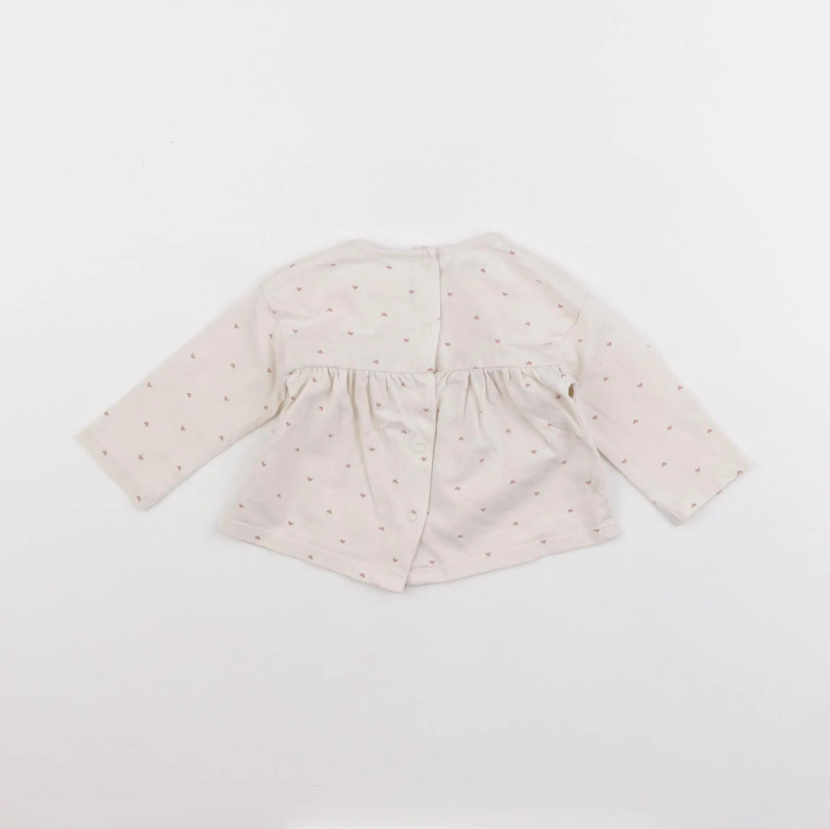 Vertbaudet - tee-shirt beige, rose - 3 mois