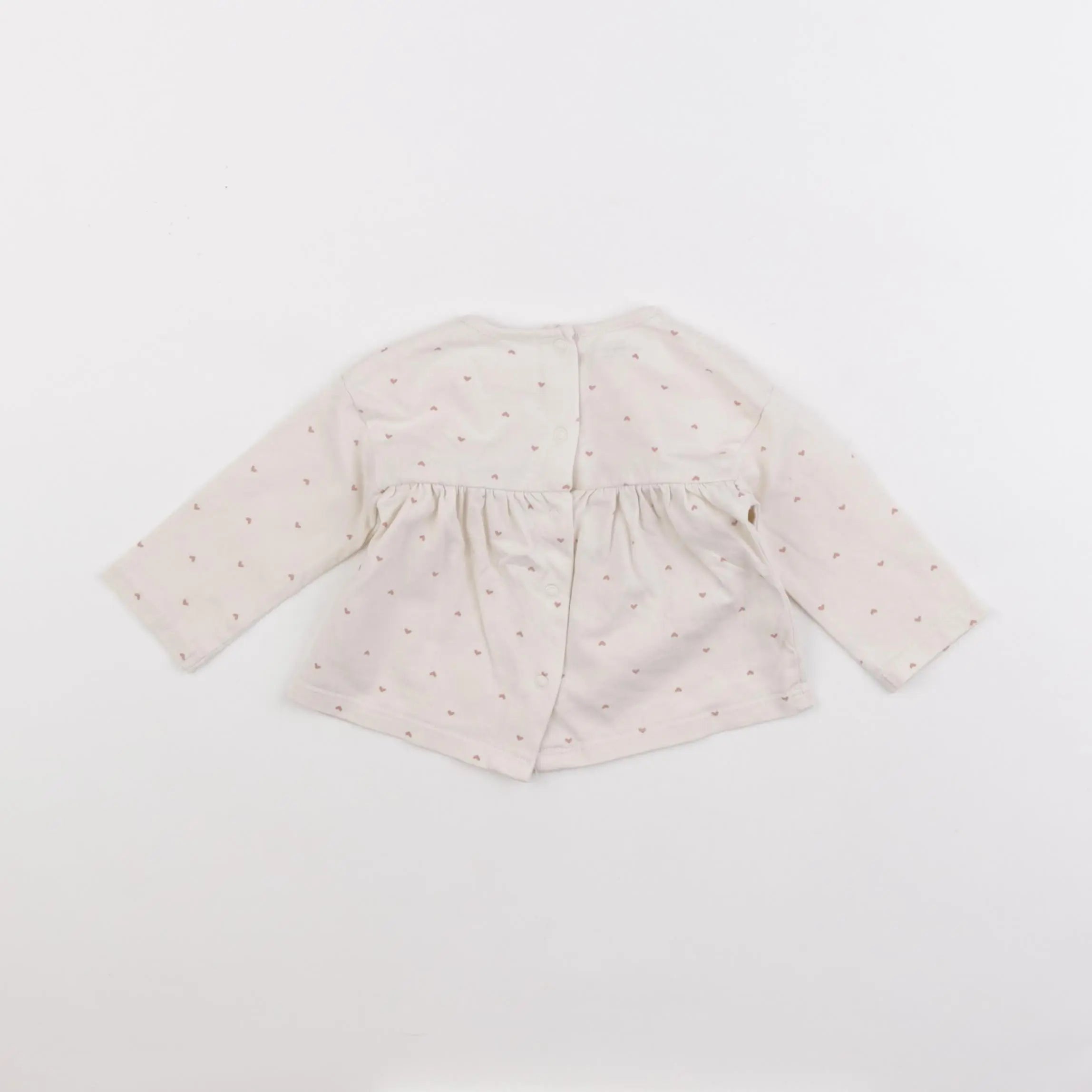 Vertbaudet - tee-shirt beige, rose - 3 mois