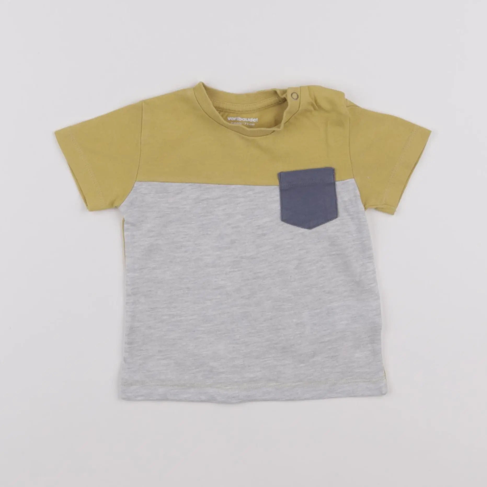 Vertbaudet - tee-shirt jaune, gris - 9 mois