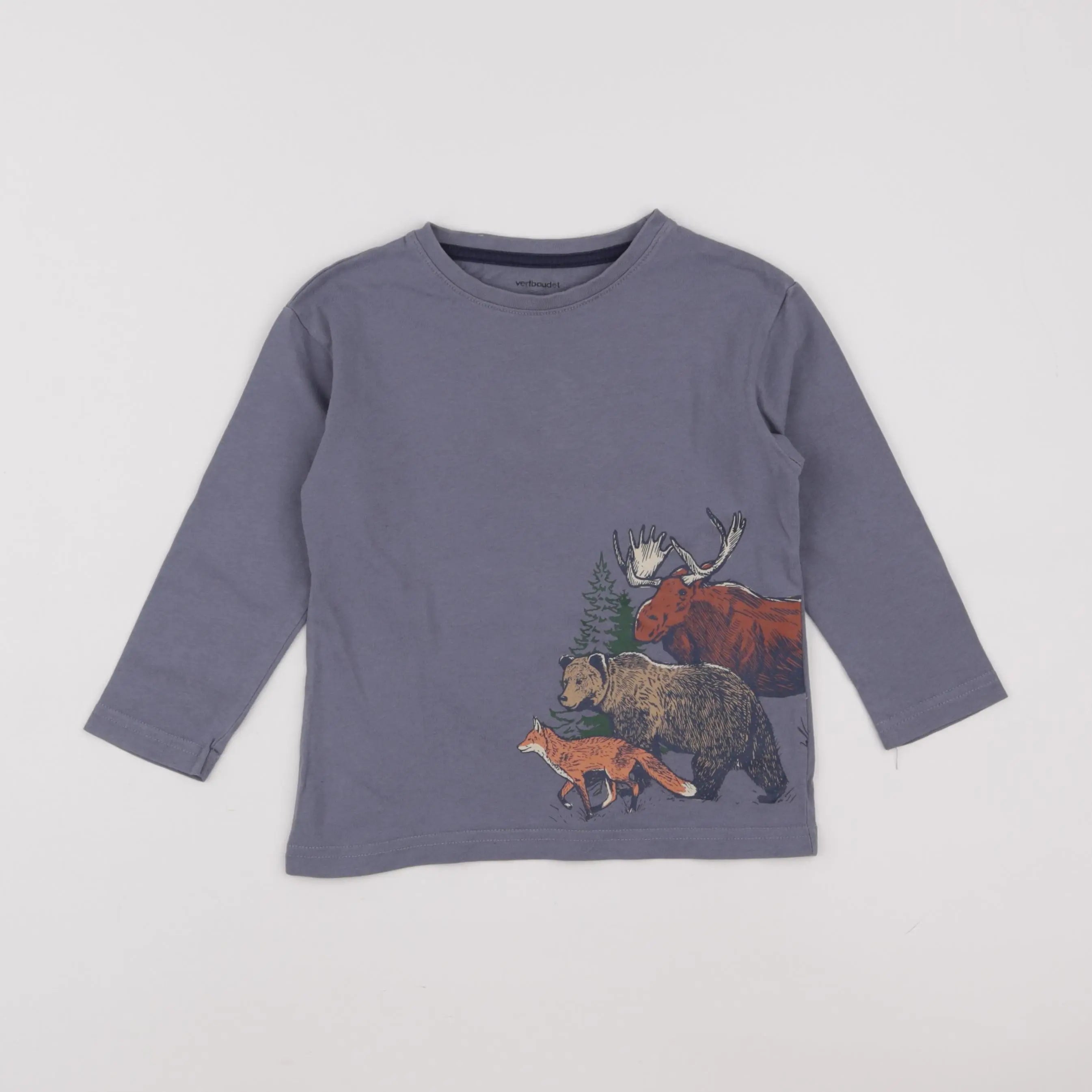 Vertbaudet - tee-shirt velours bleu - 4 ans