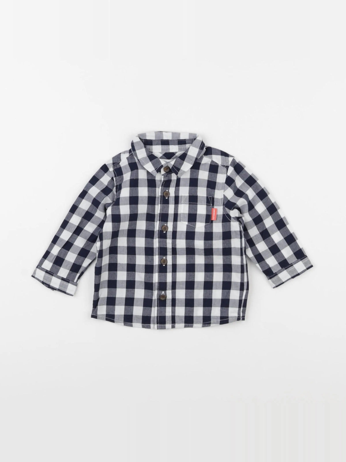 Vertbaudet - chemise blanc, bleu - 6 mois