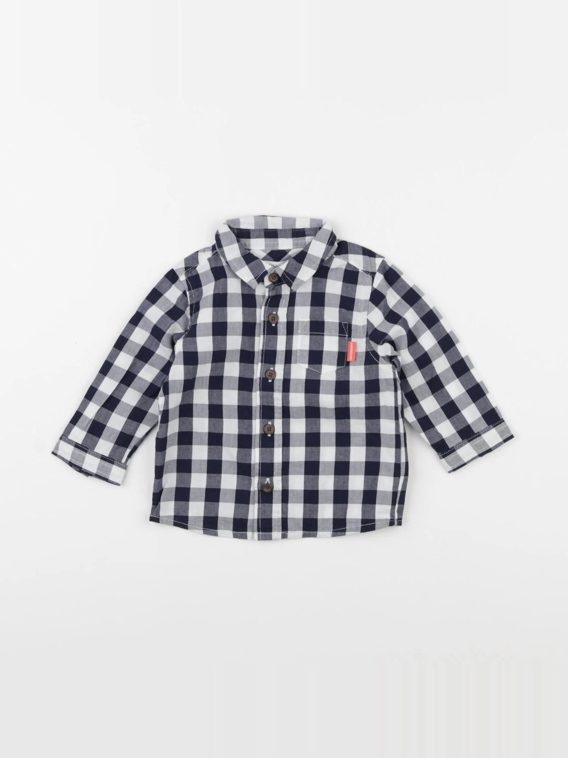 Vertbaudet - chemise blanc, bleu - 6 mois