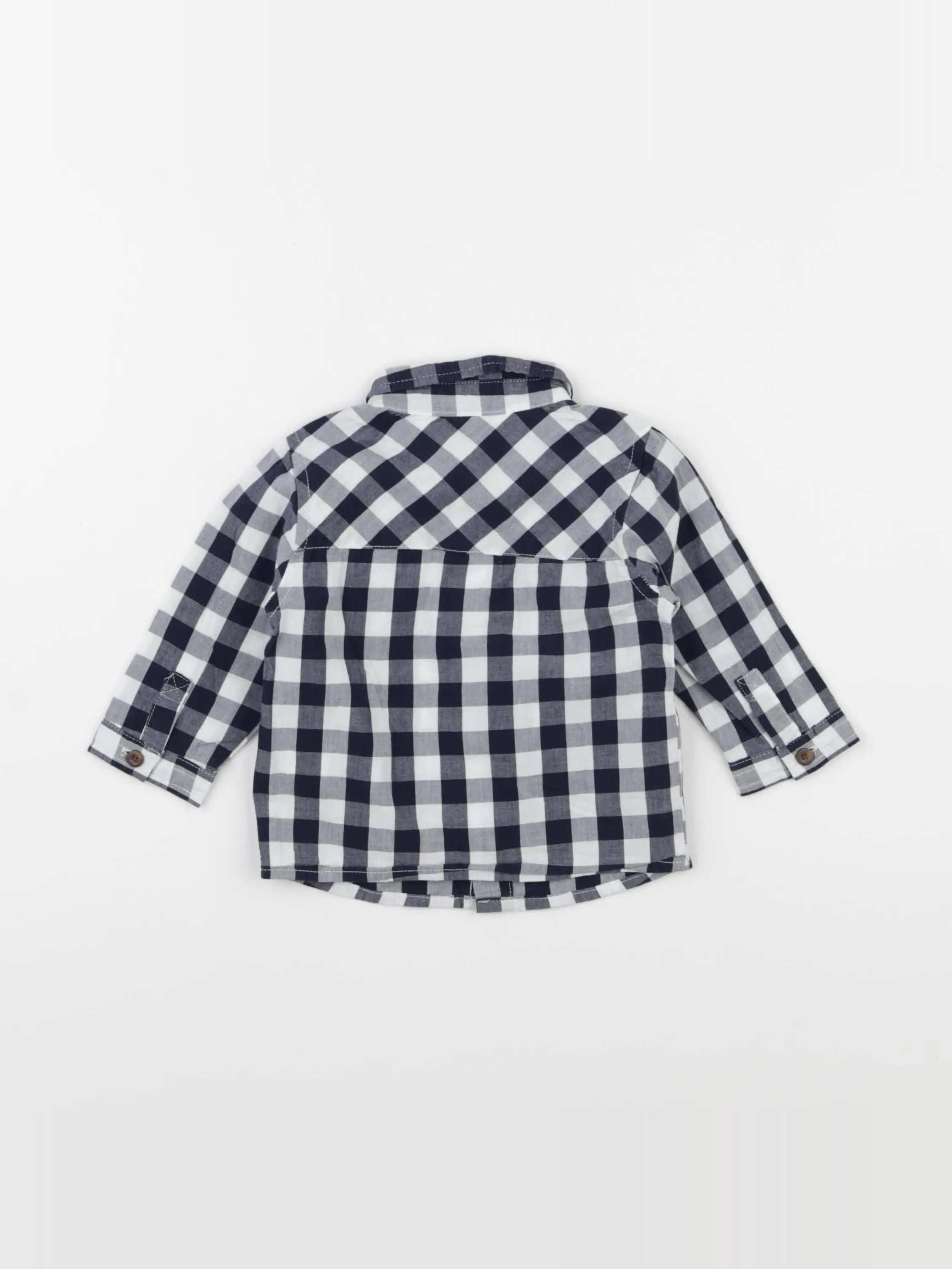 Vertbaudet - chemise blanc, bleu - 6 mois