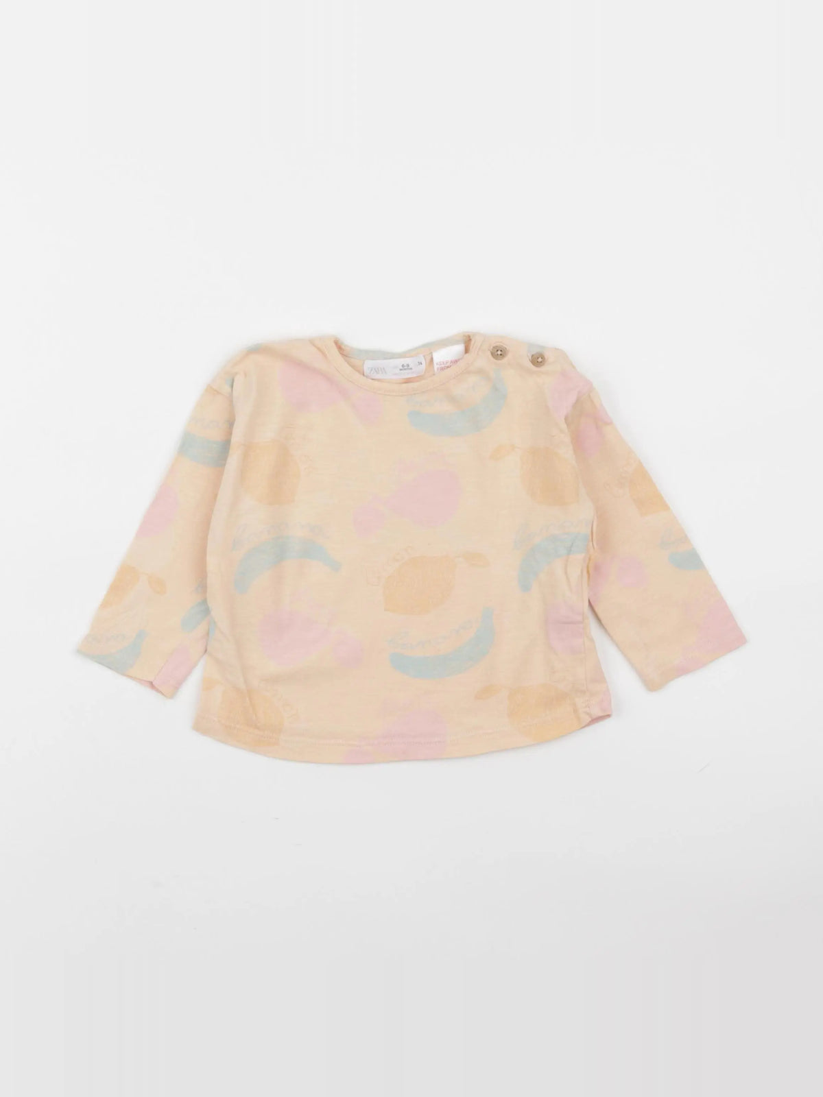 Zara - tee-shirt orange - 6/9 mois