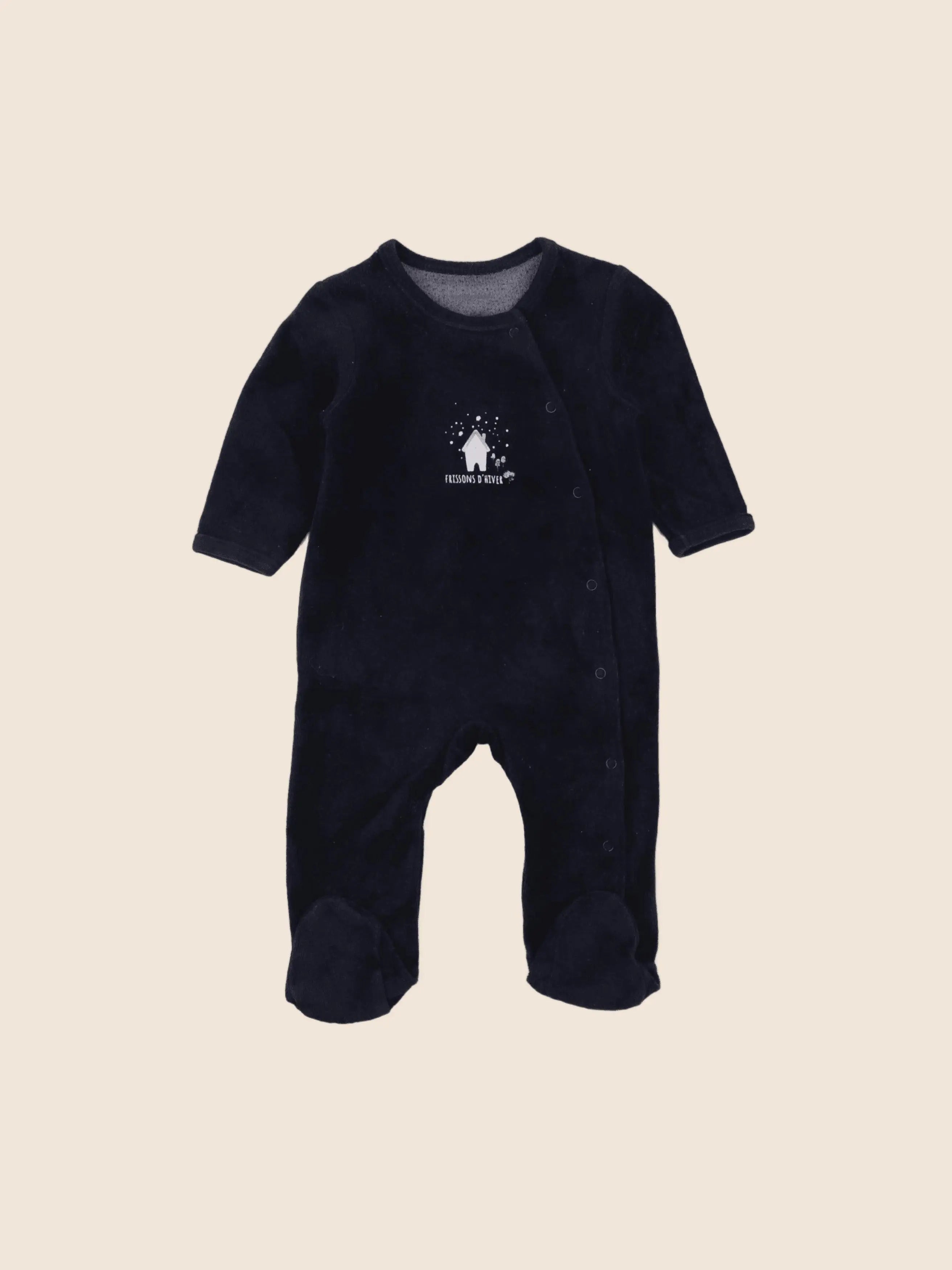 Vertbaudet - pyjama velours bleu - 6 mois