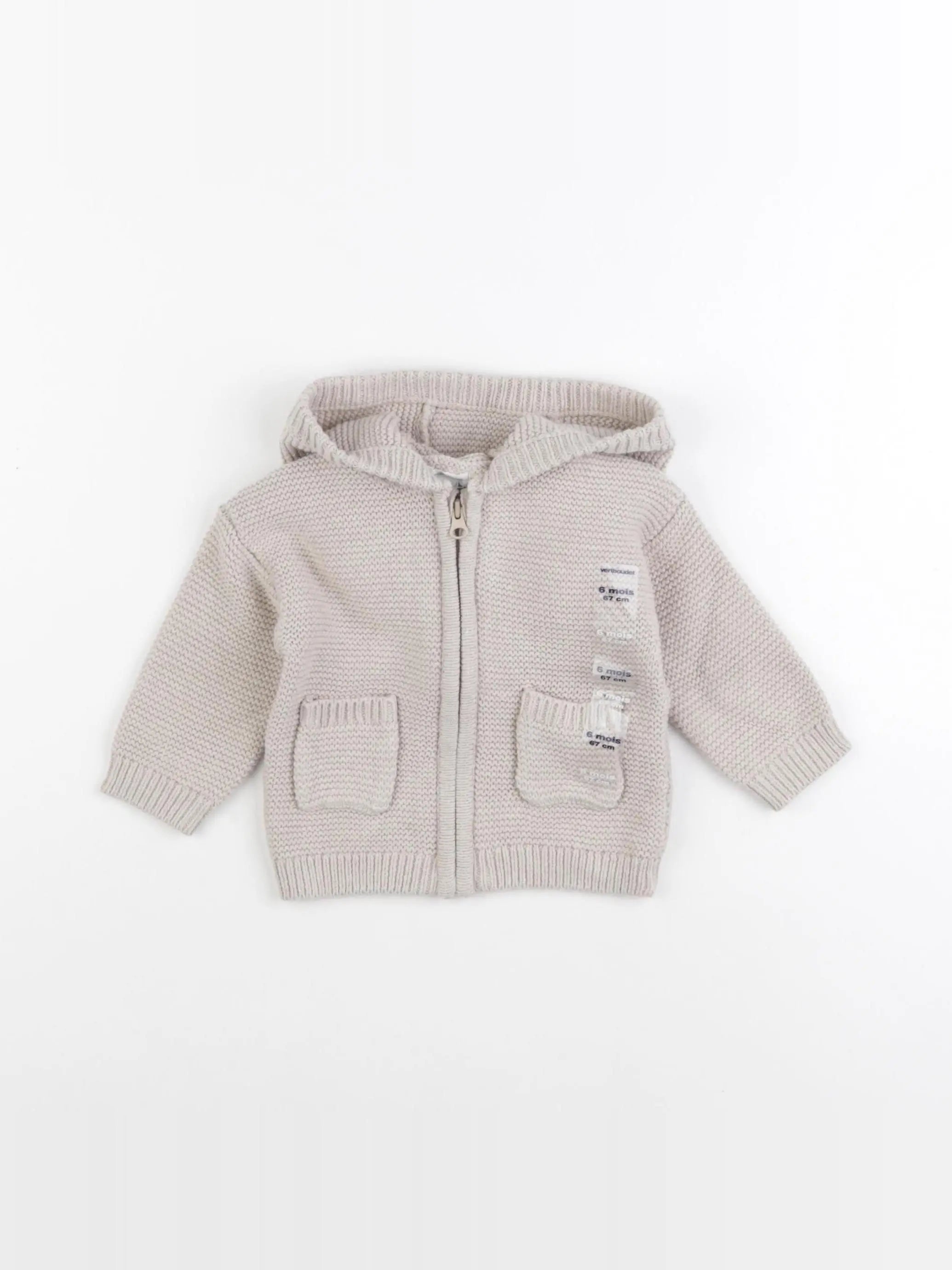 Vertbaudet - gilet beige - 6 mois