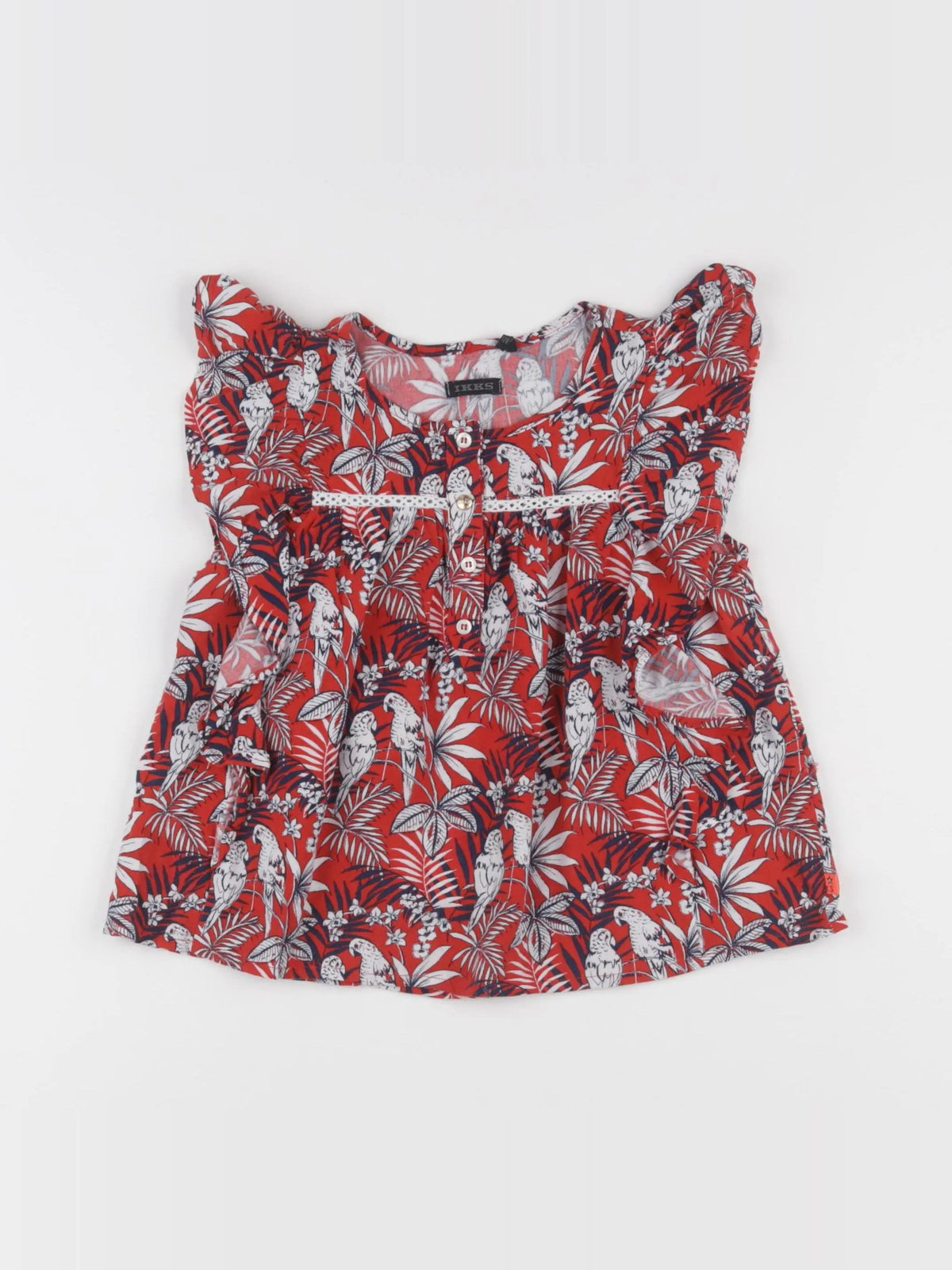 IKKS - blouse rouge, bleu - 8 ans