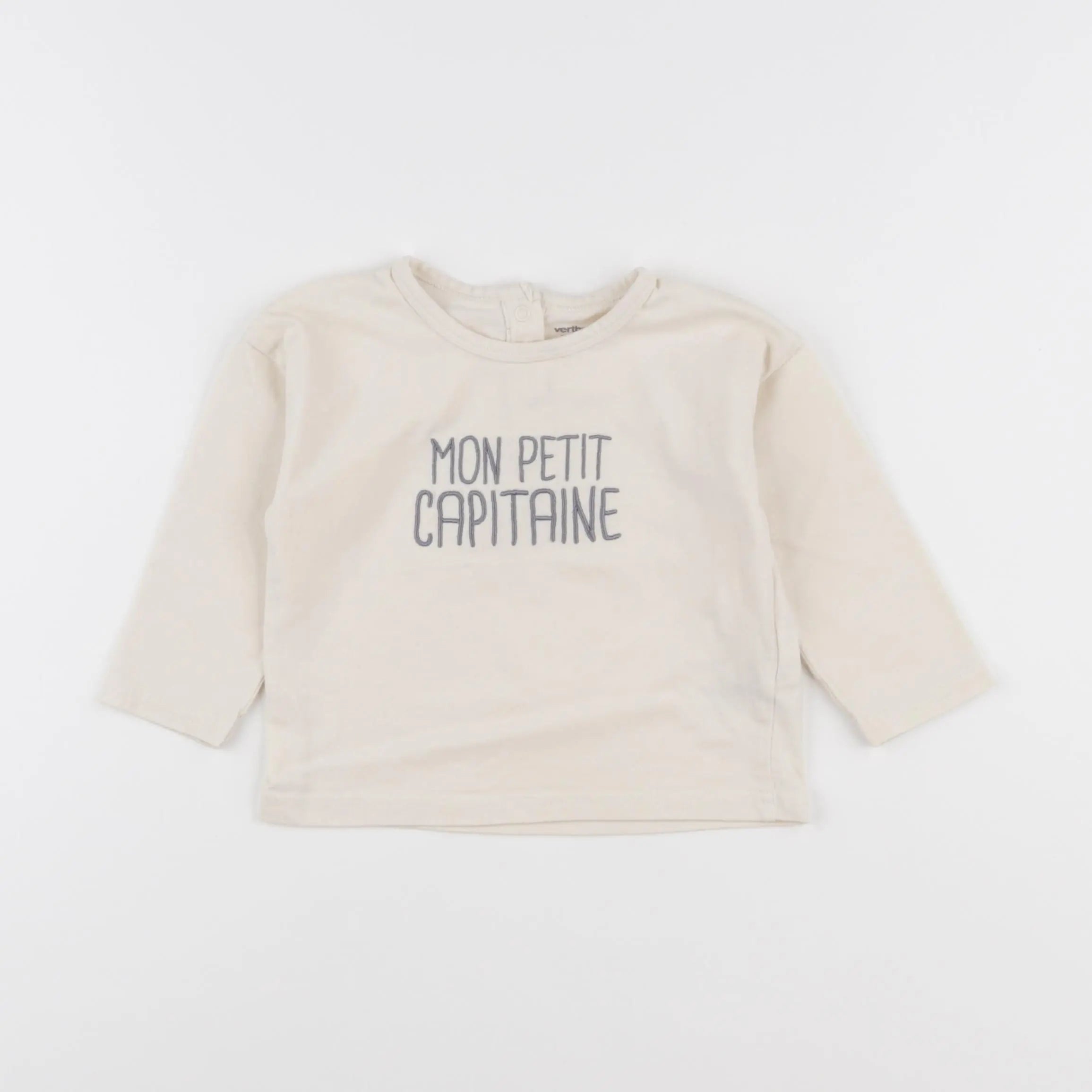 Vertbaudet - tee-shirt beige - 12 mois