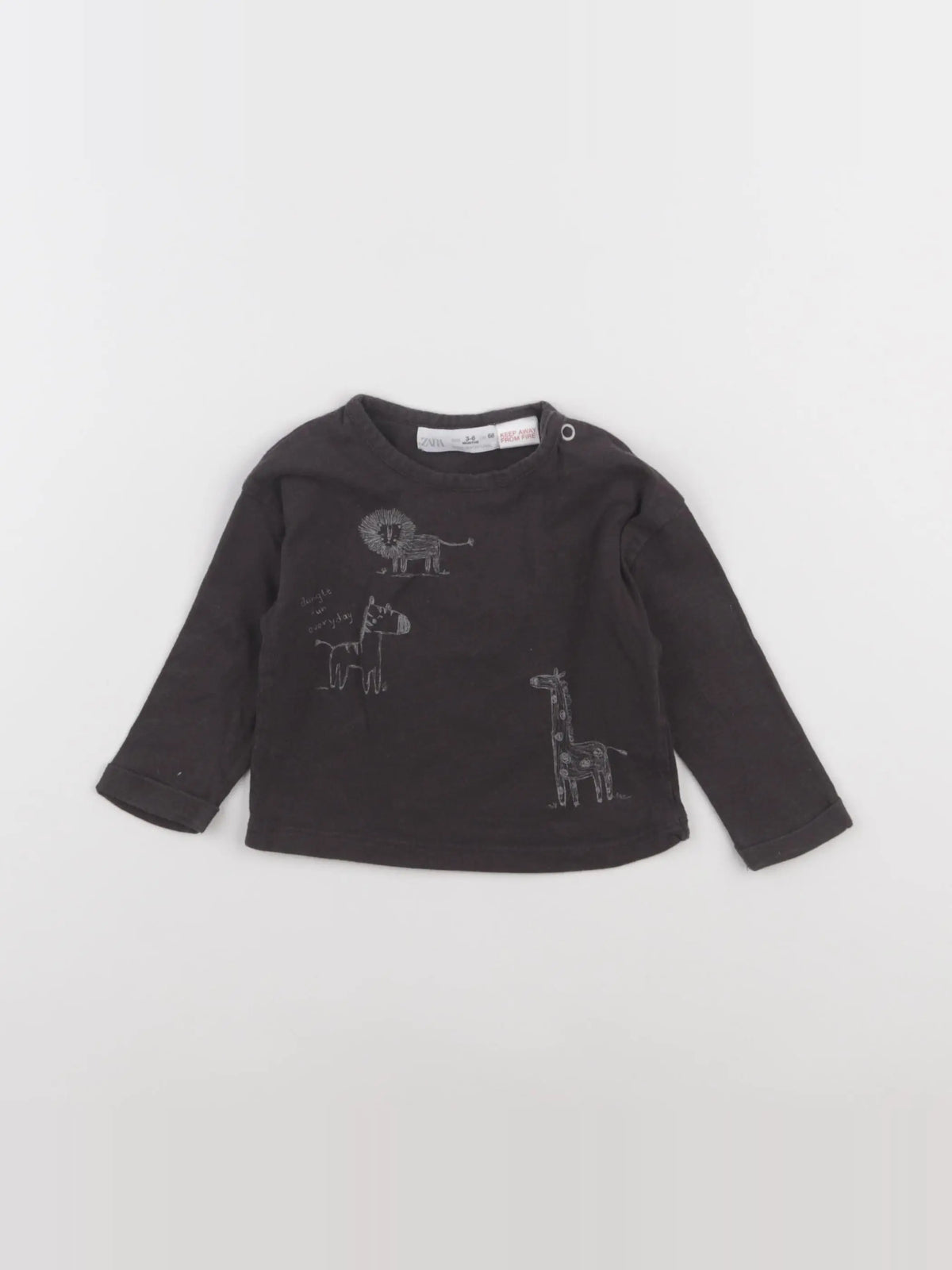 Zara - tee-shirt gris - 3/6 mois