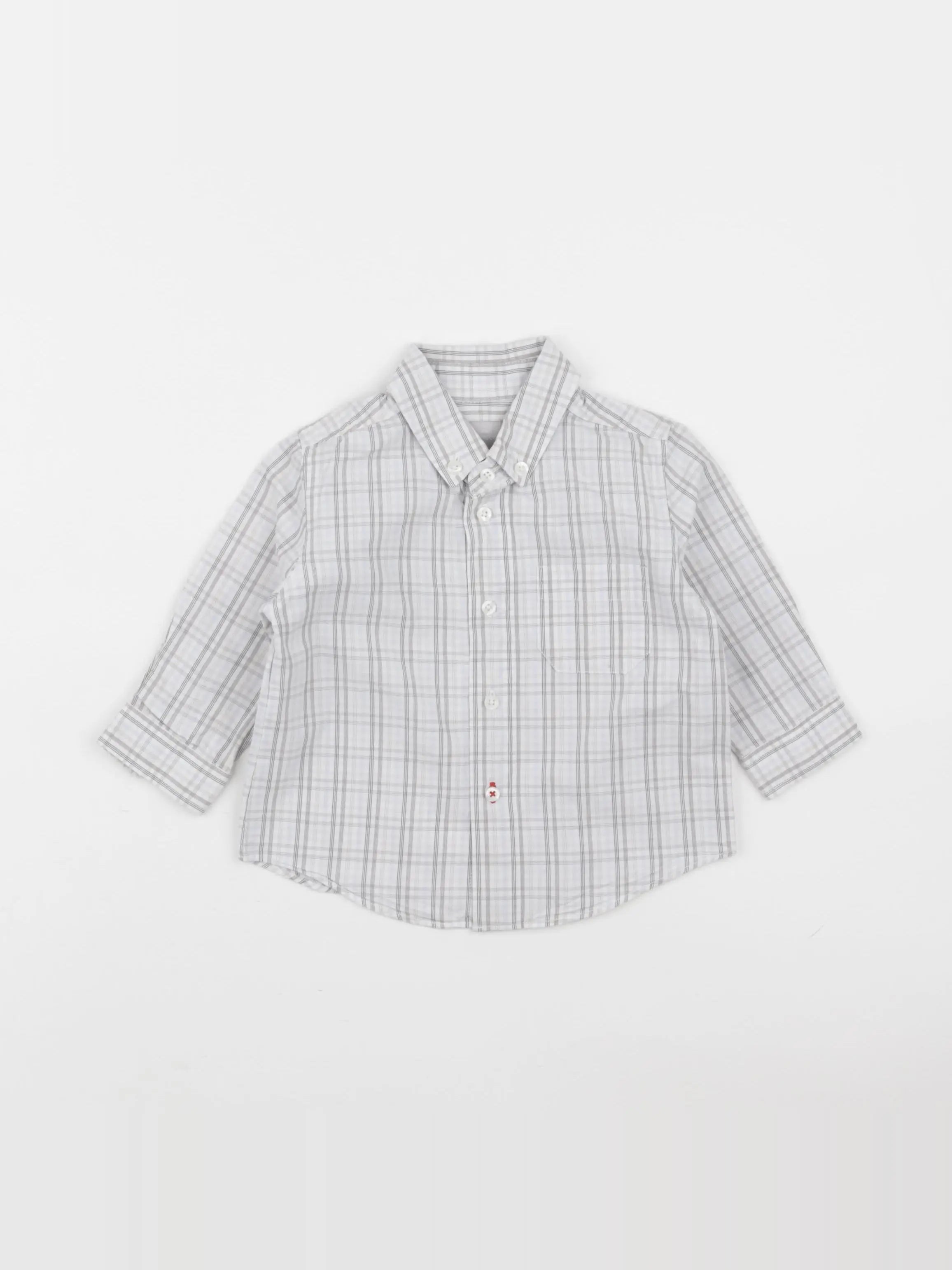 Cyrillus - chemise gris, bleu - 12 mois