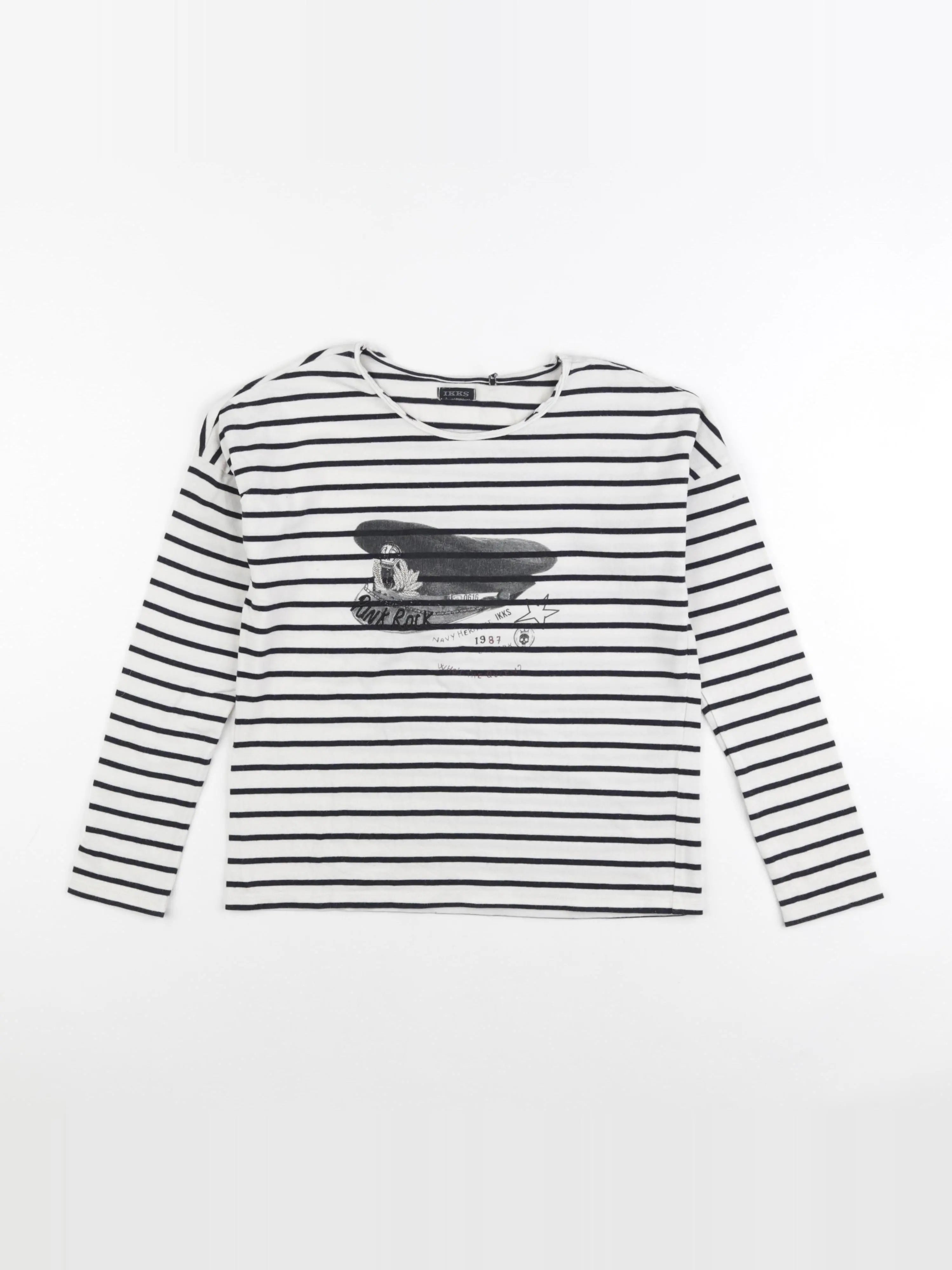 IKKS - tee-shirt blanc, noir - 10 ans