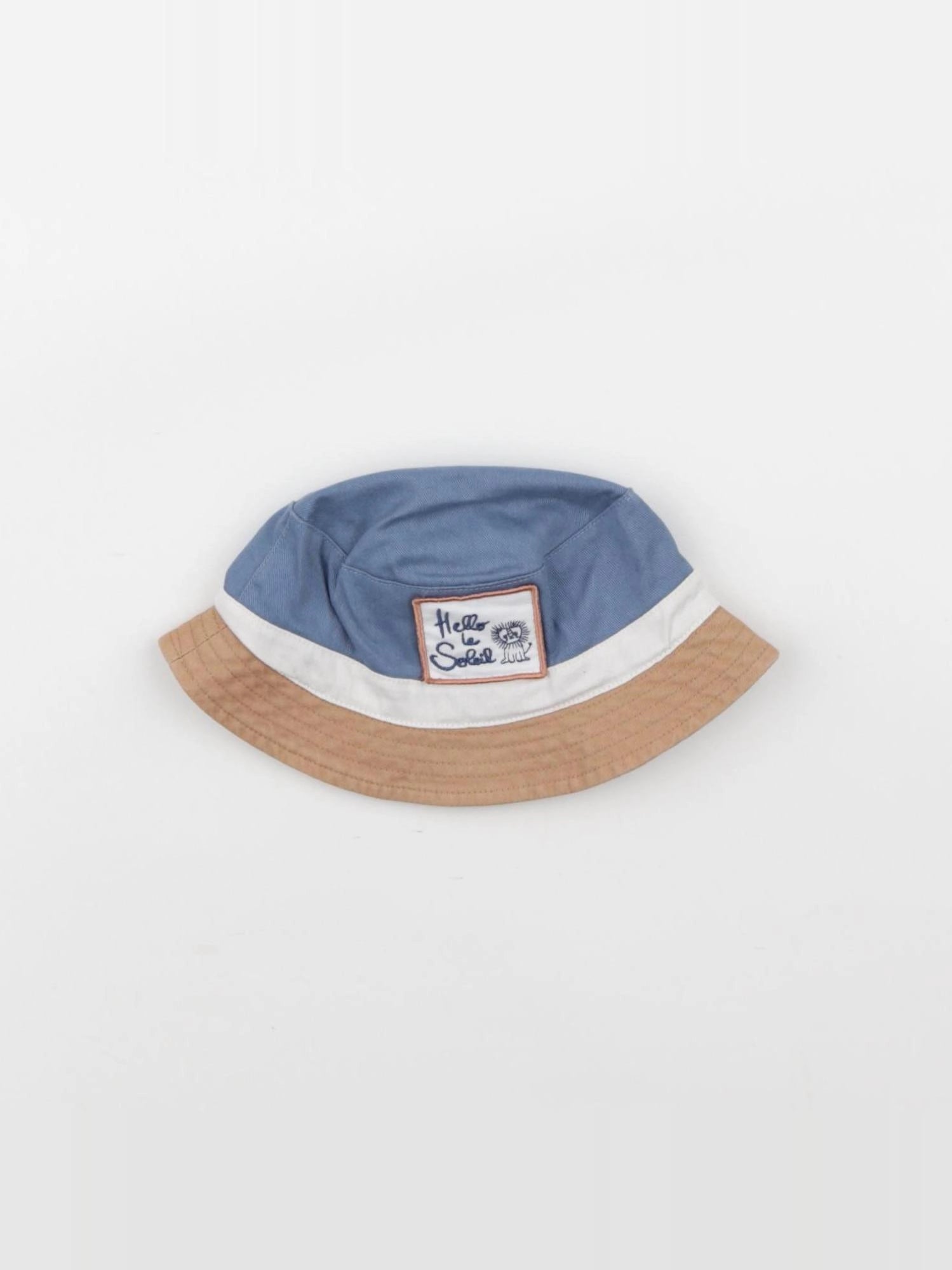 Vertbaudet - chapeau blanc, bleu, marron - 3/6 mois