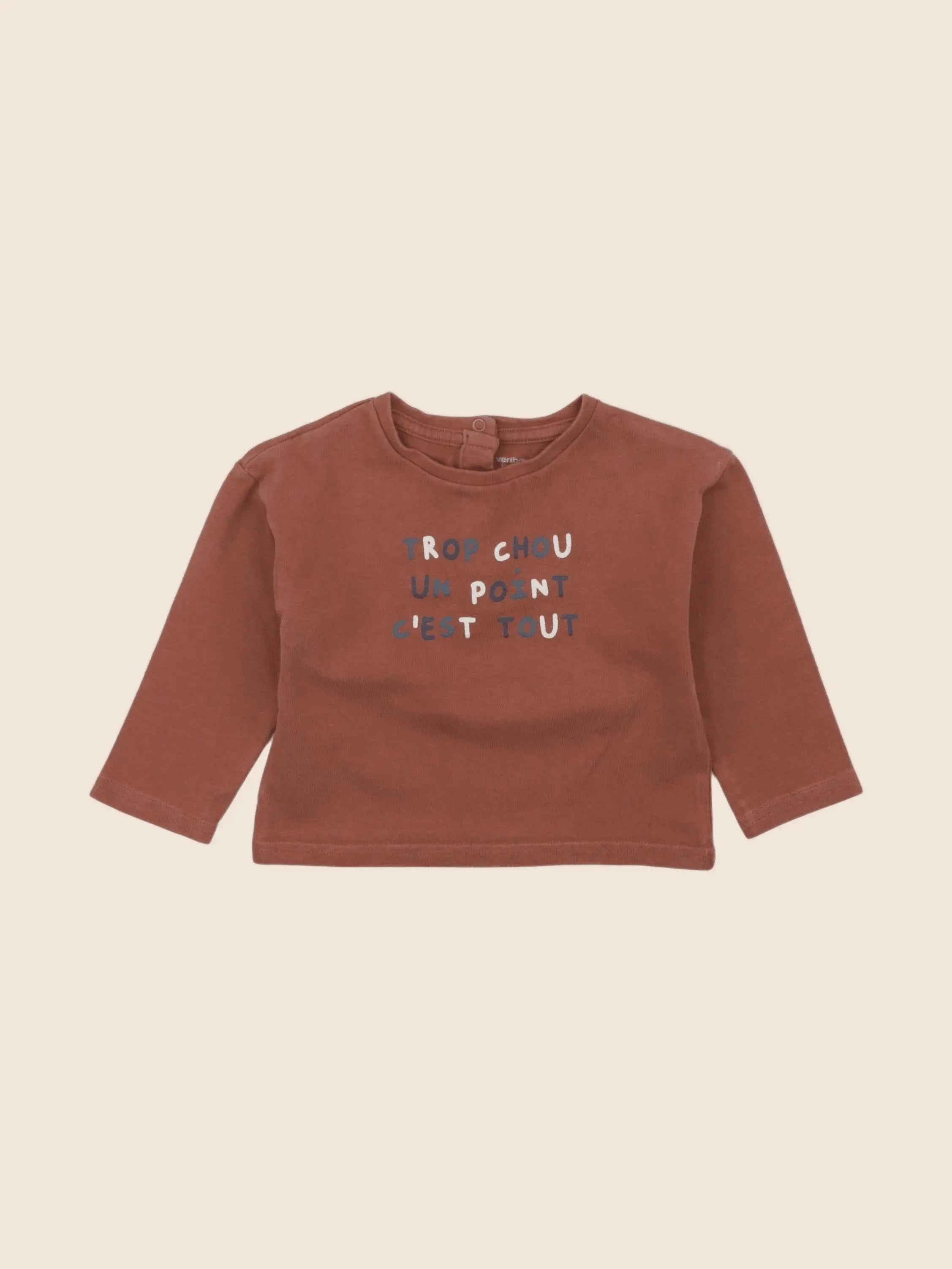 Vertbaudet - tee-shirt marron - 12 mois