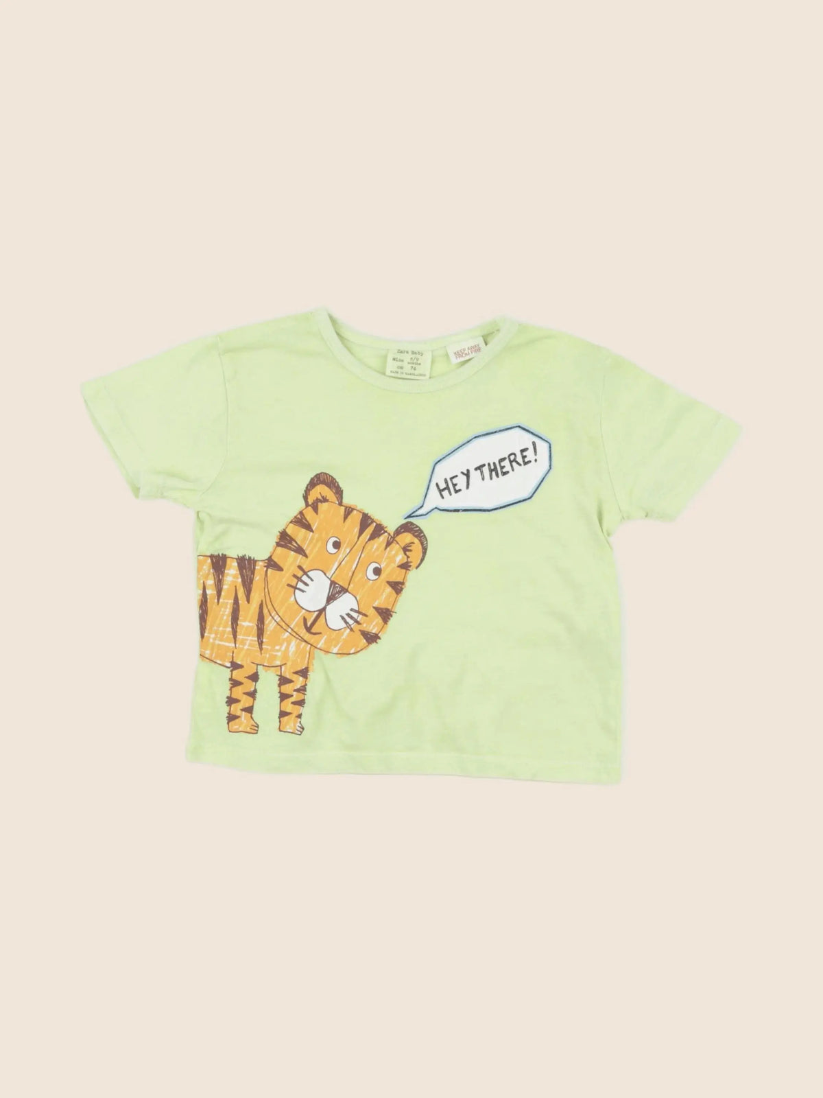 Zara - tee-shirt jaune fluo - 6/9 mois