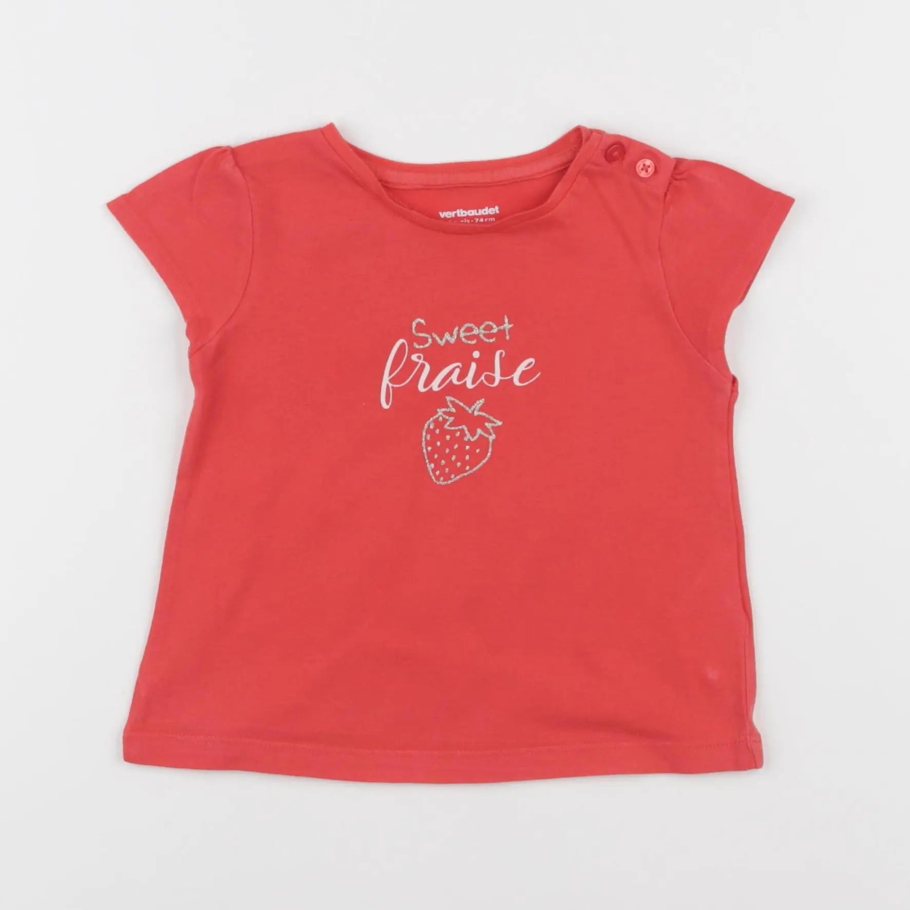 Vertbaudet - tee-shirt rouge - 12 mois