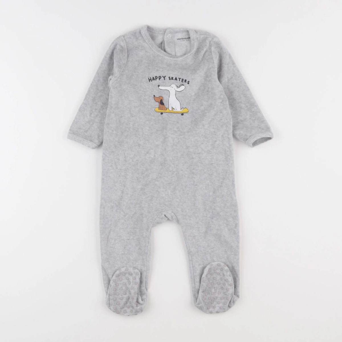 Vertbaudet - pyjama velours gris - 12 mois