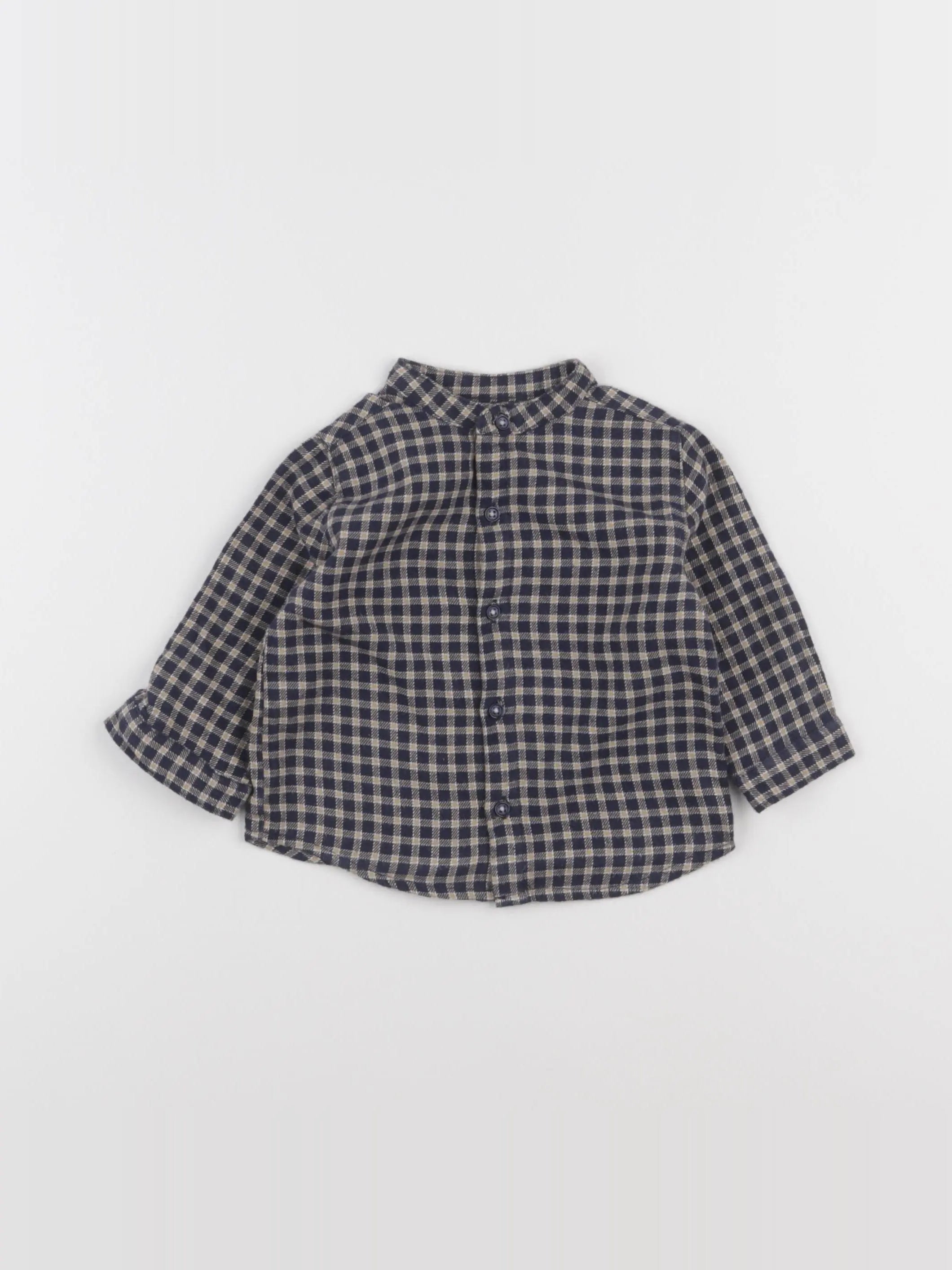 Boutchou - chemise bleu, marron - 6 mois