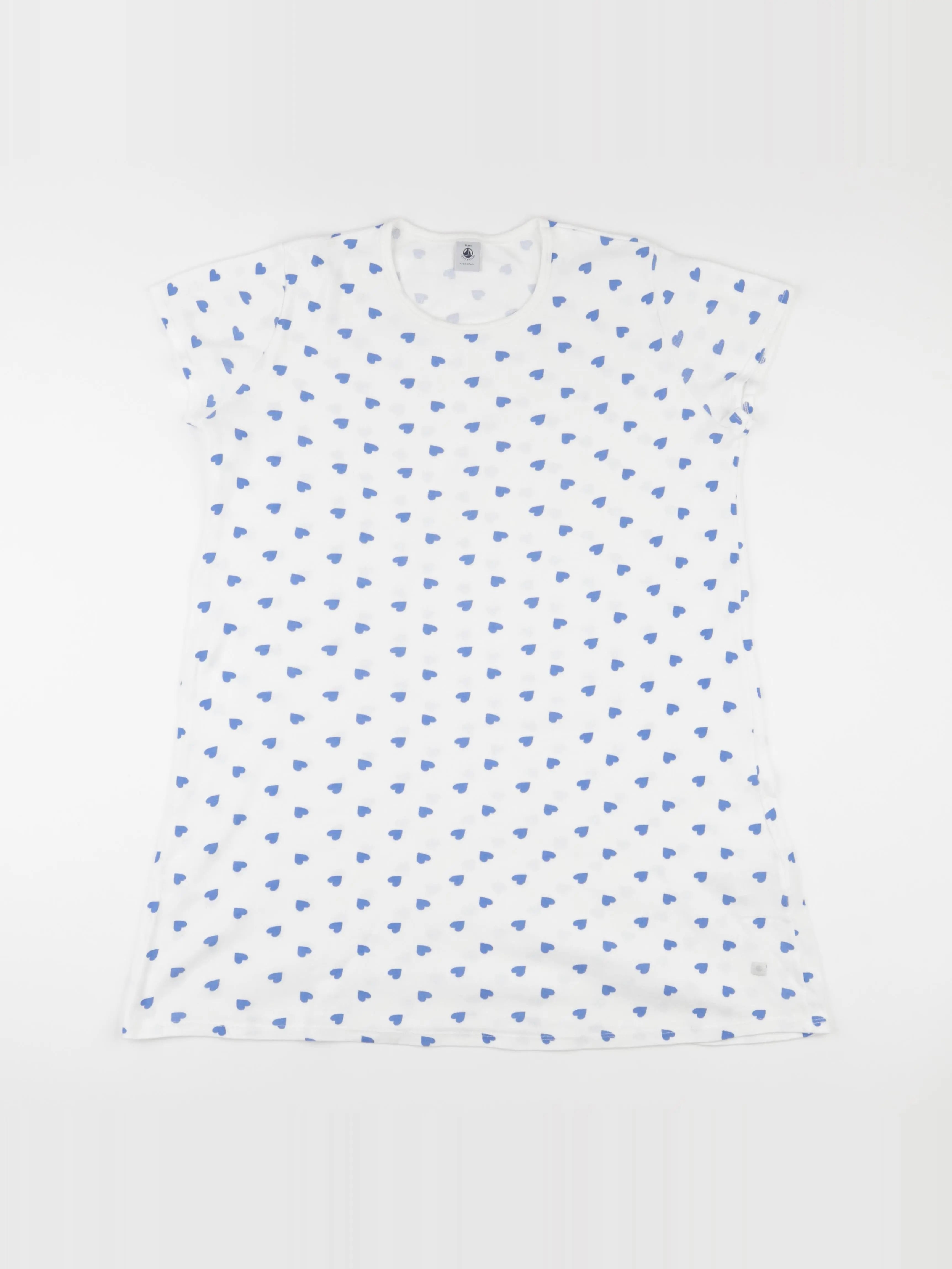 Petit Bateau - chemise de nuit coton blanc, bleu - 14 ans