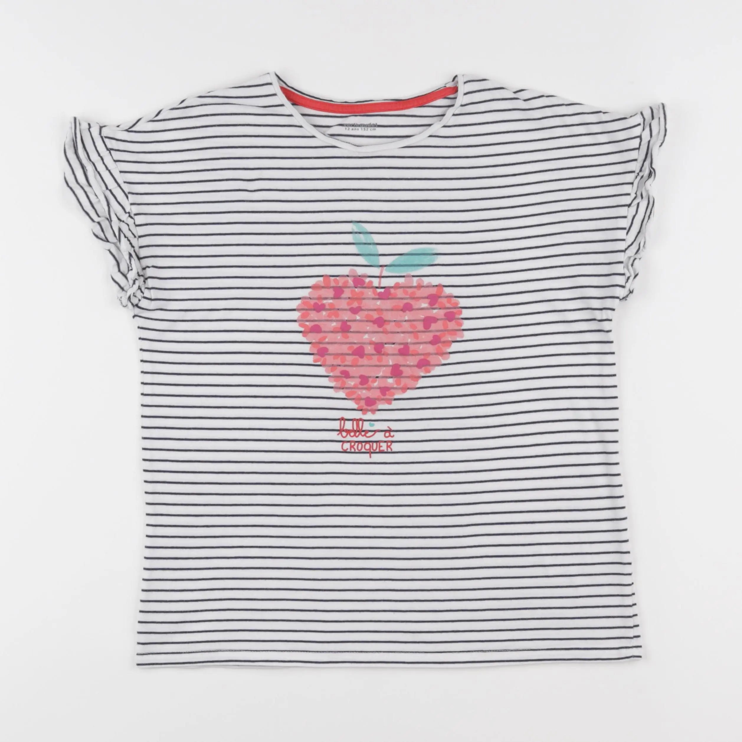 Vertbaudet - tee-shirt blanc, bleu - 12 ans
