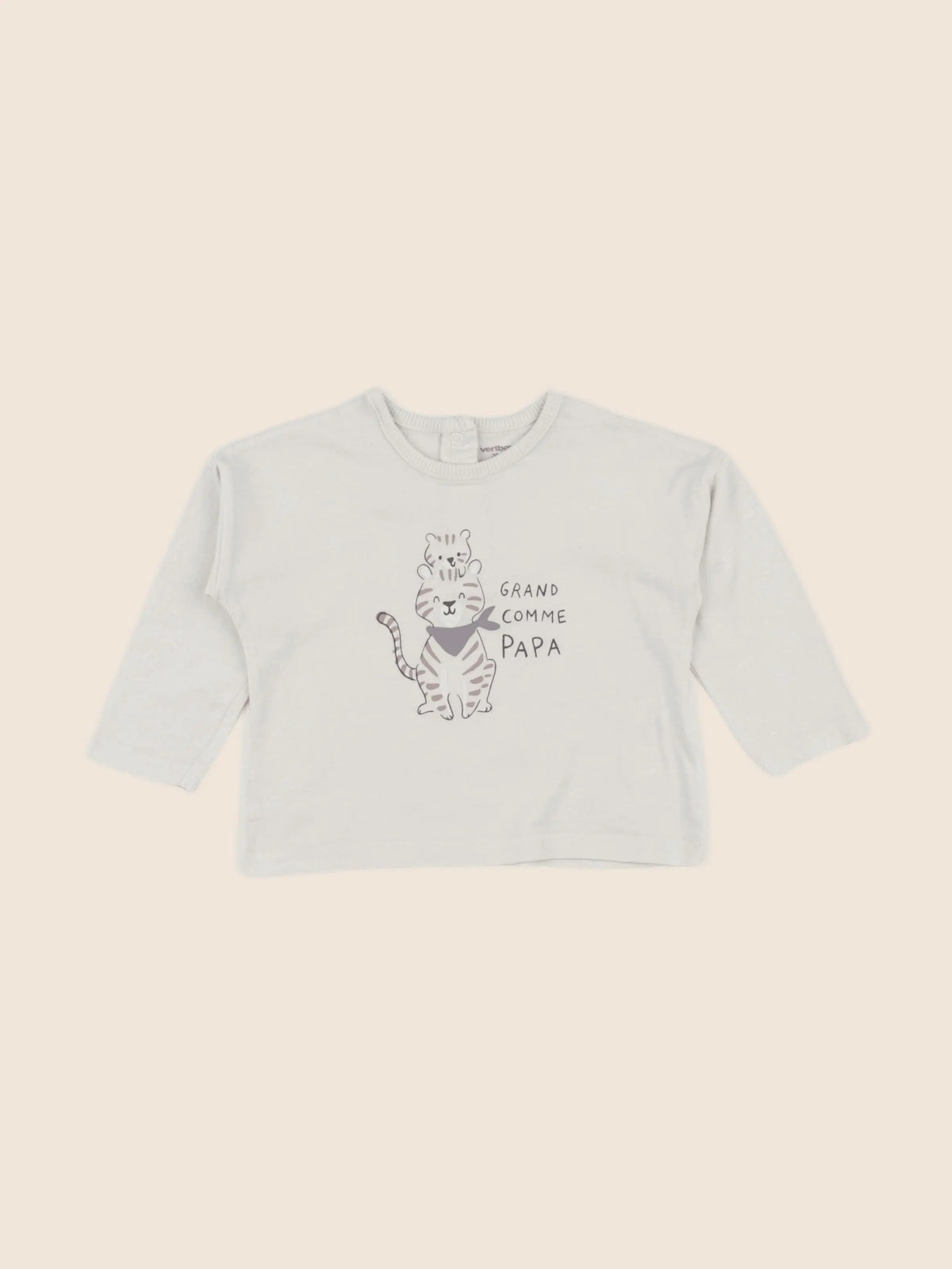 Vertbaudet - tee-shirt beige - 12 mois