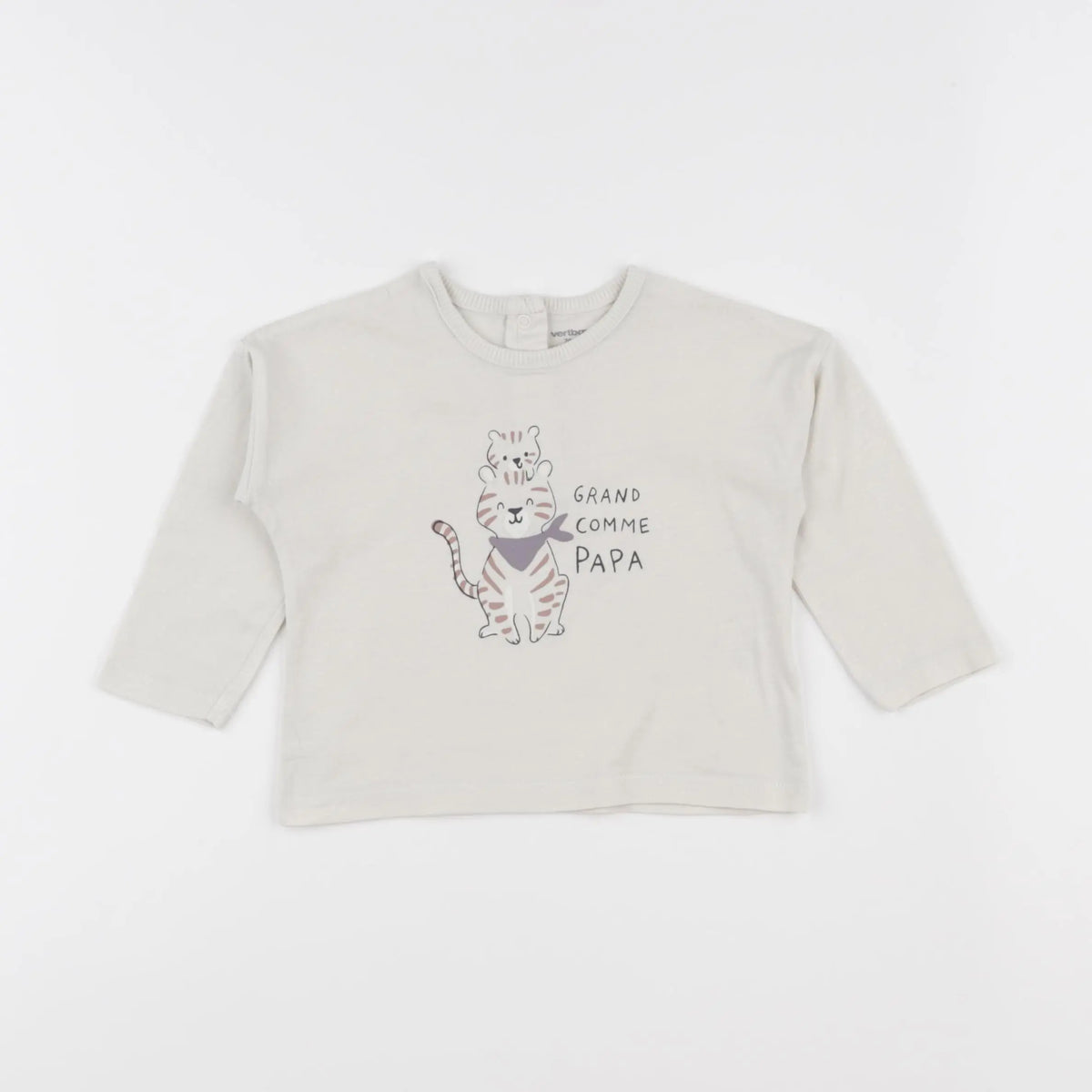 Vertbaudet - tee-shirt beige - 12 mois