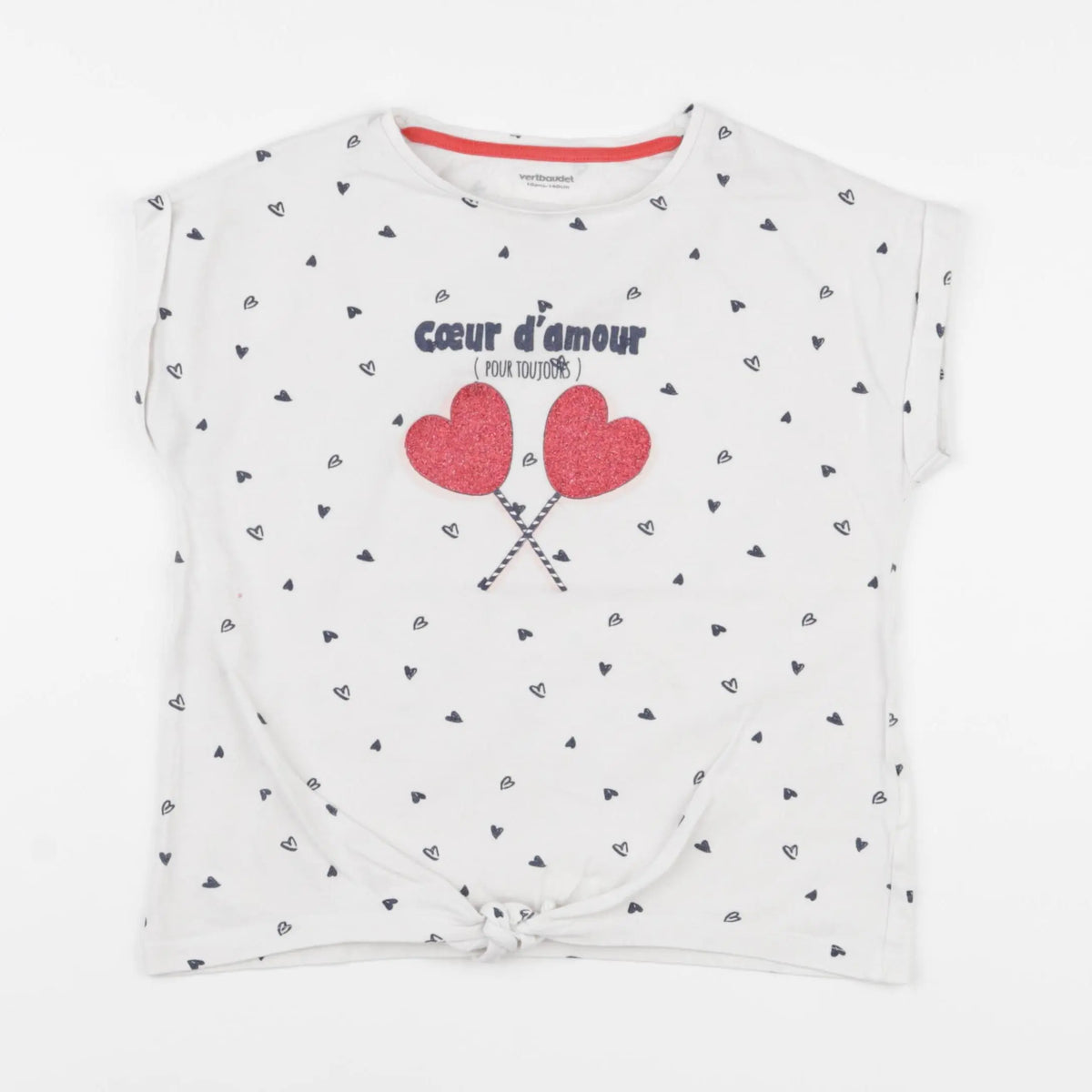 Vertbaudet - tee-shirt blanc, bleu - 10 ans