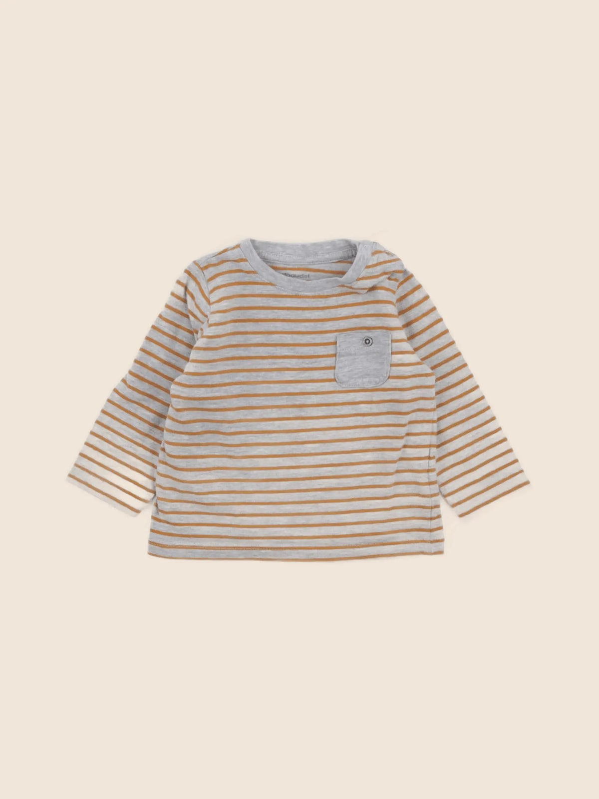Vertbaudet - tee-shirt gris, orange - 6 mois