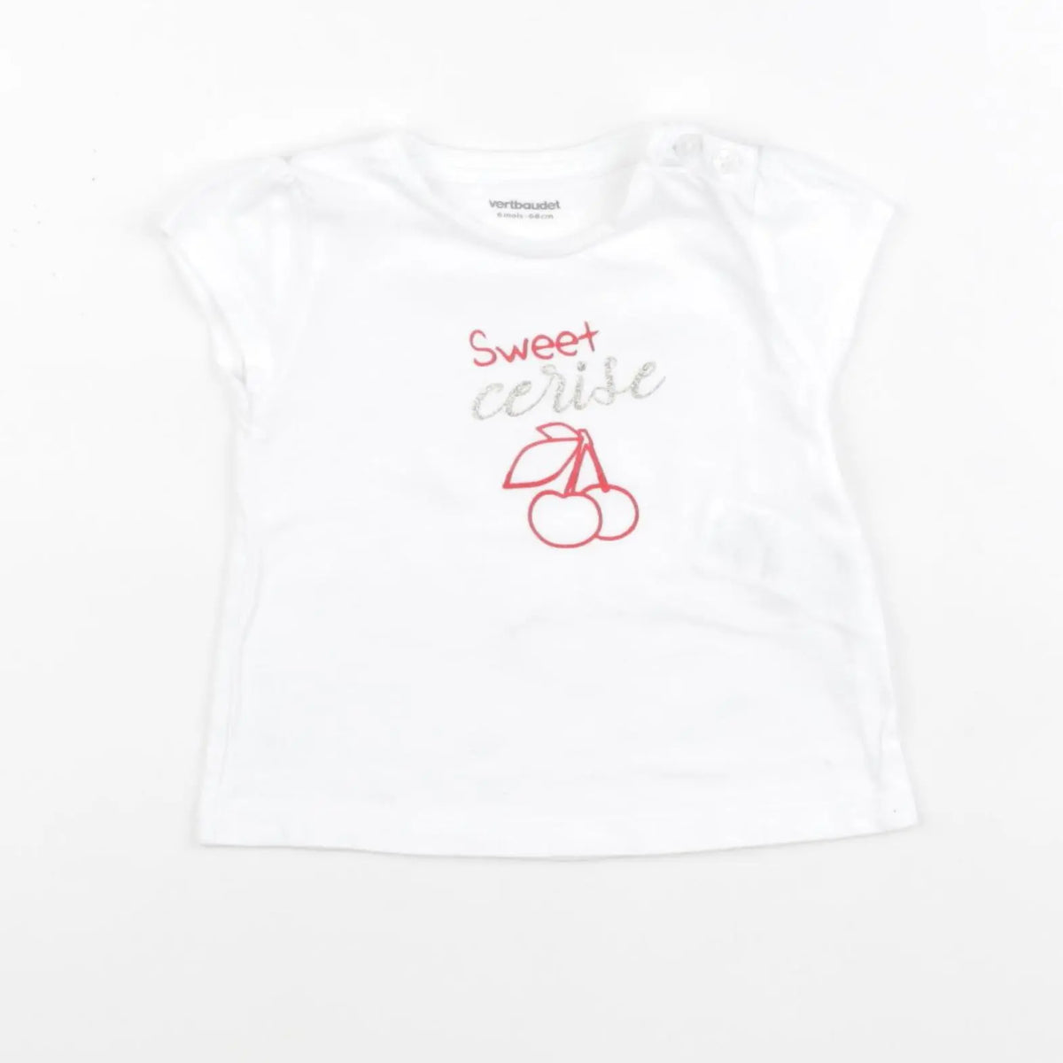 Vertbaudet - tee-shirt blanc - 6 mois