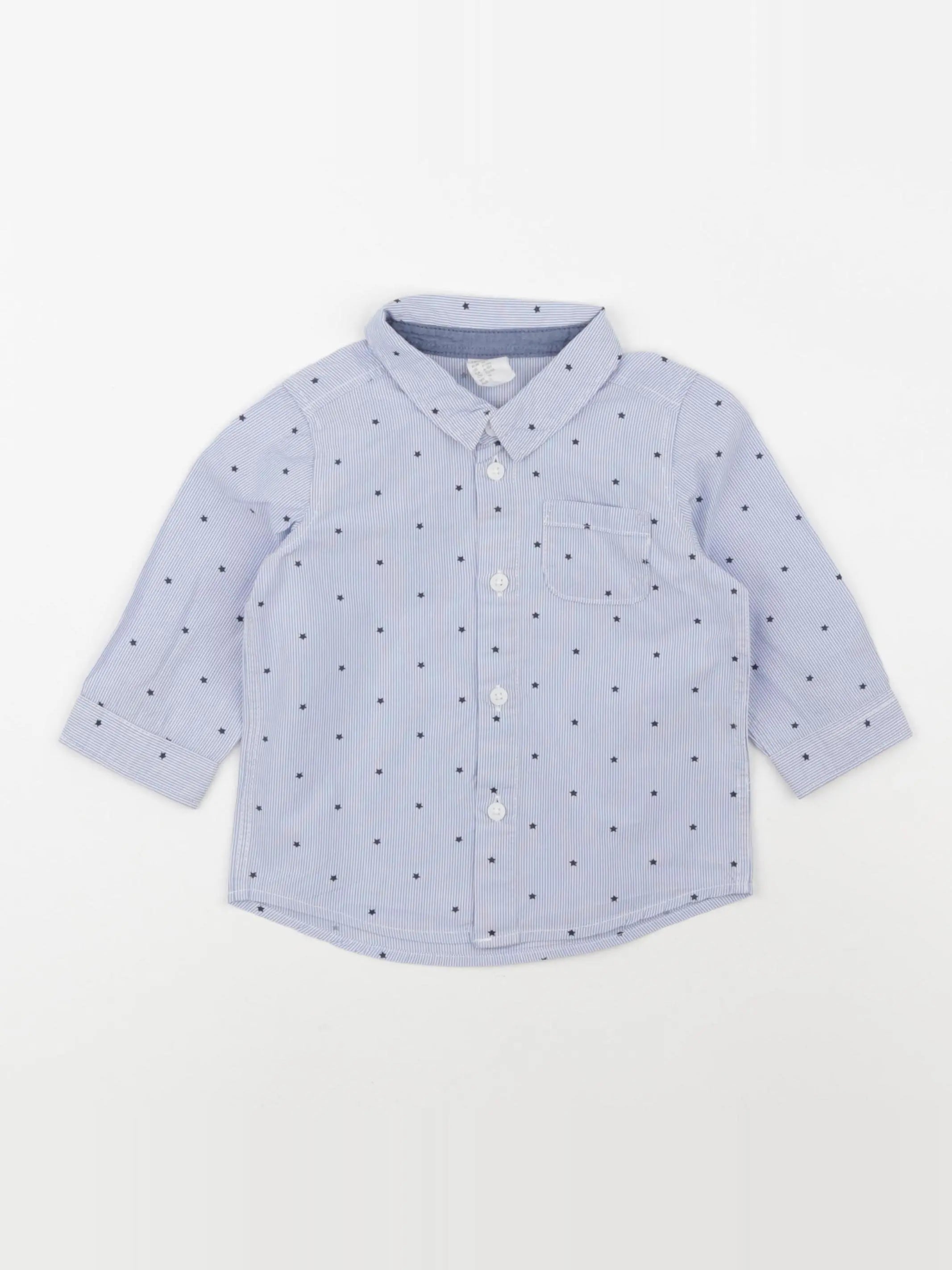 H&M - chemise bleu - 6/9 mois