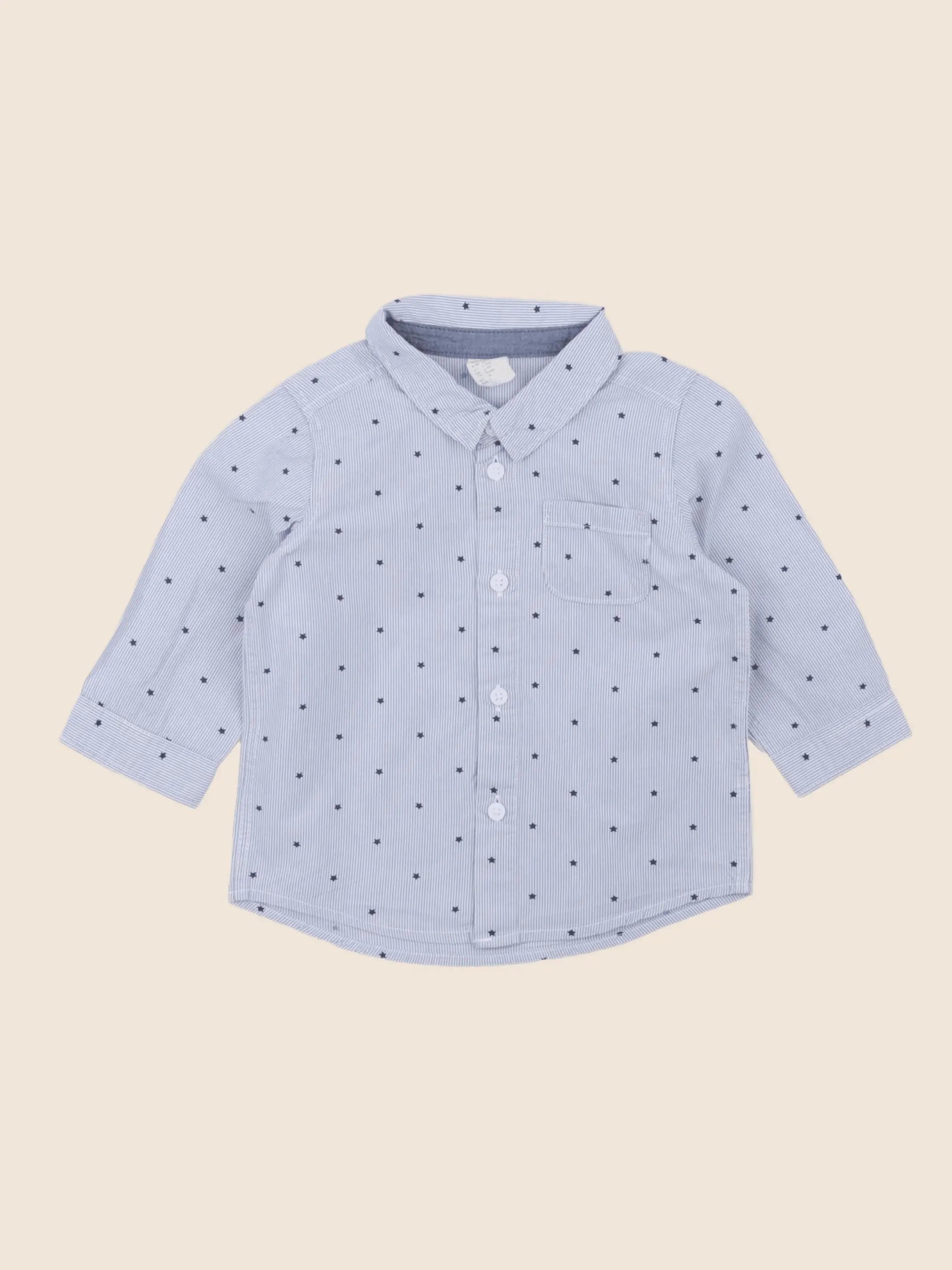 H&M - chemise bleu - 6/9 mois