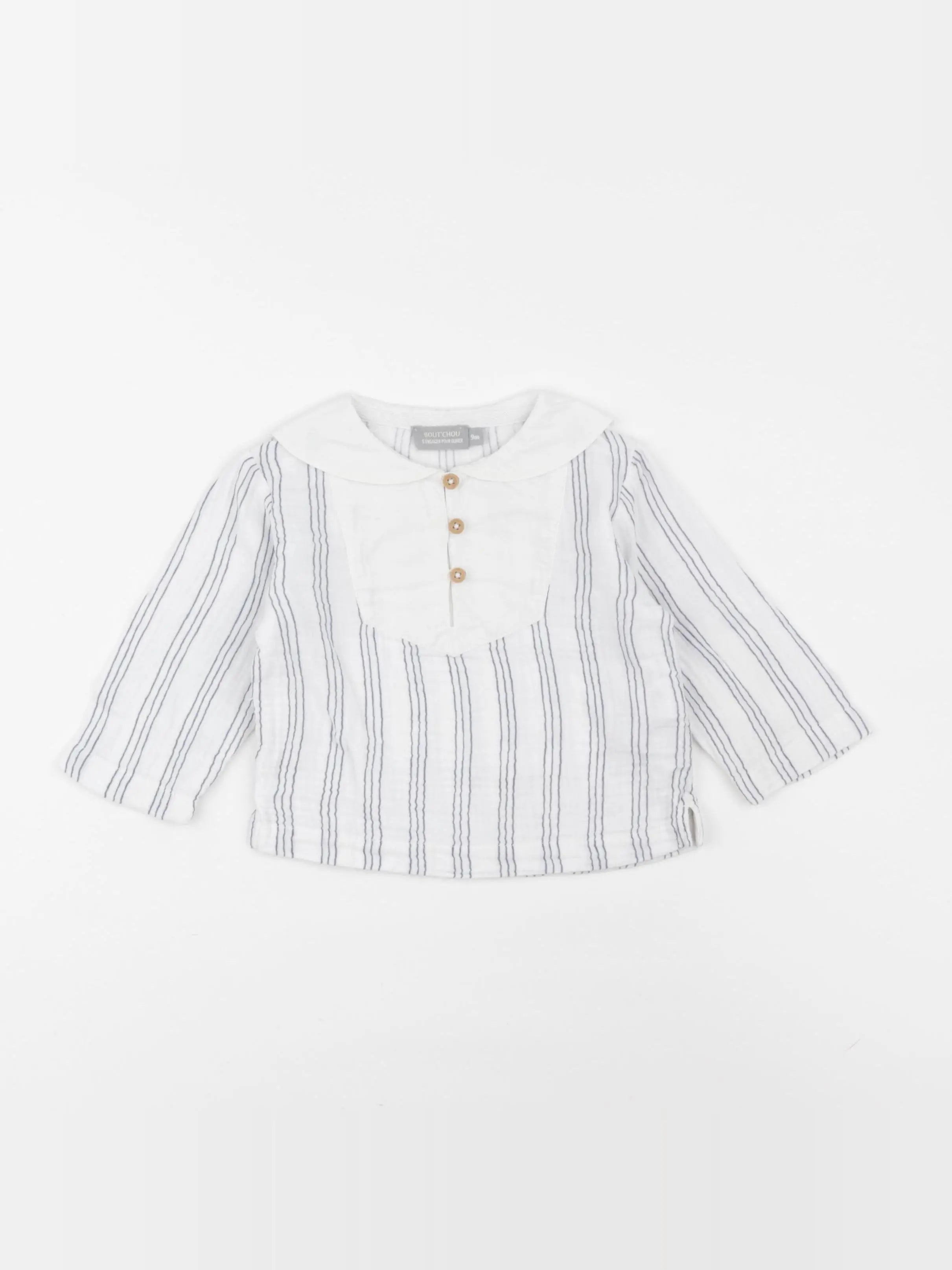 Boutchou - chemise bleu - 9 mois