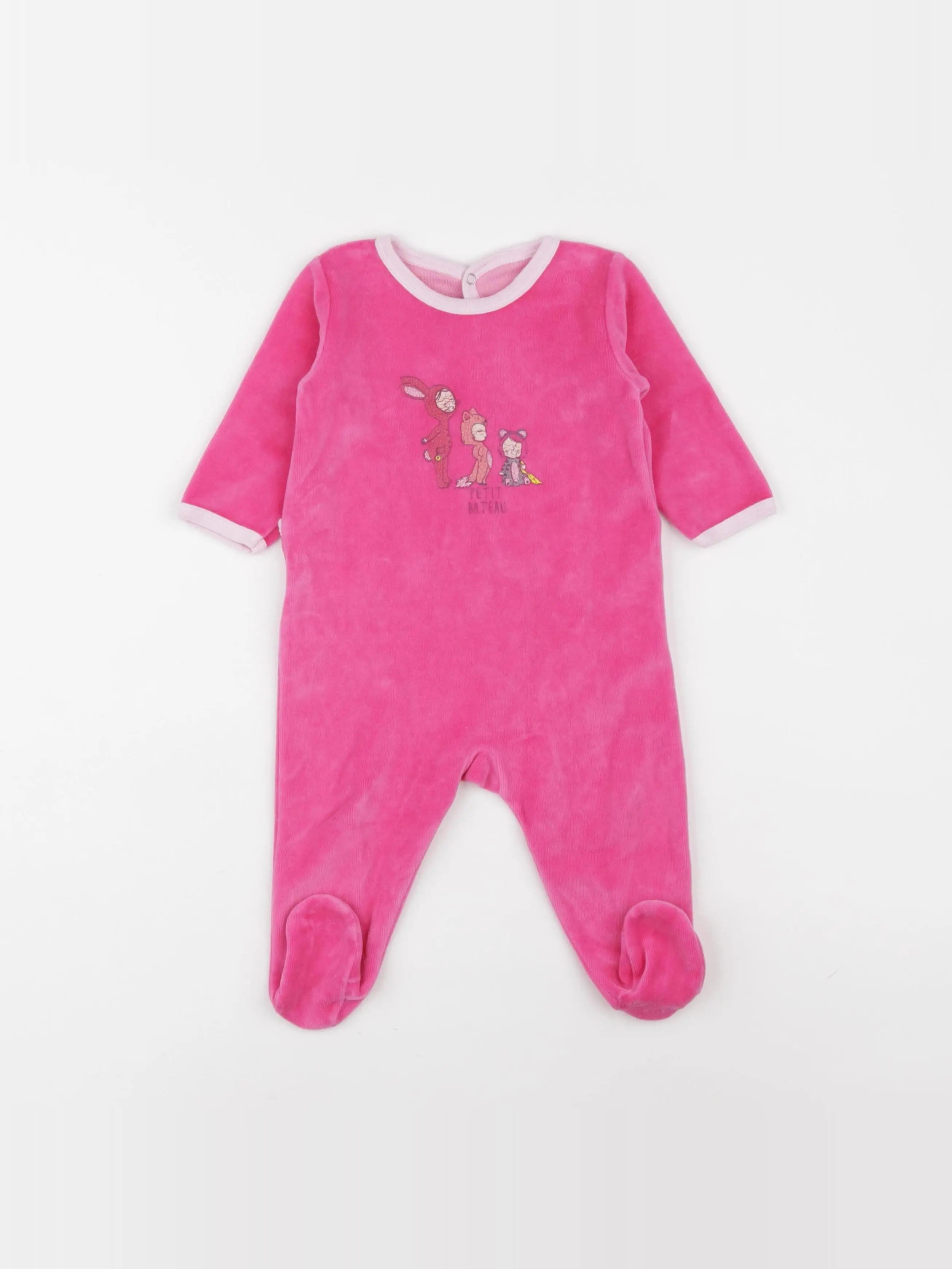 Petit Bateau - pyjama velours rose - 6 mois