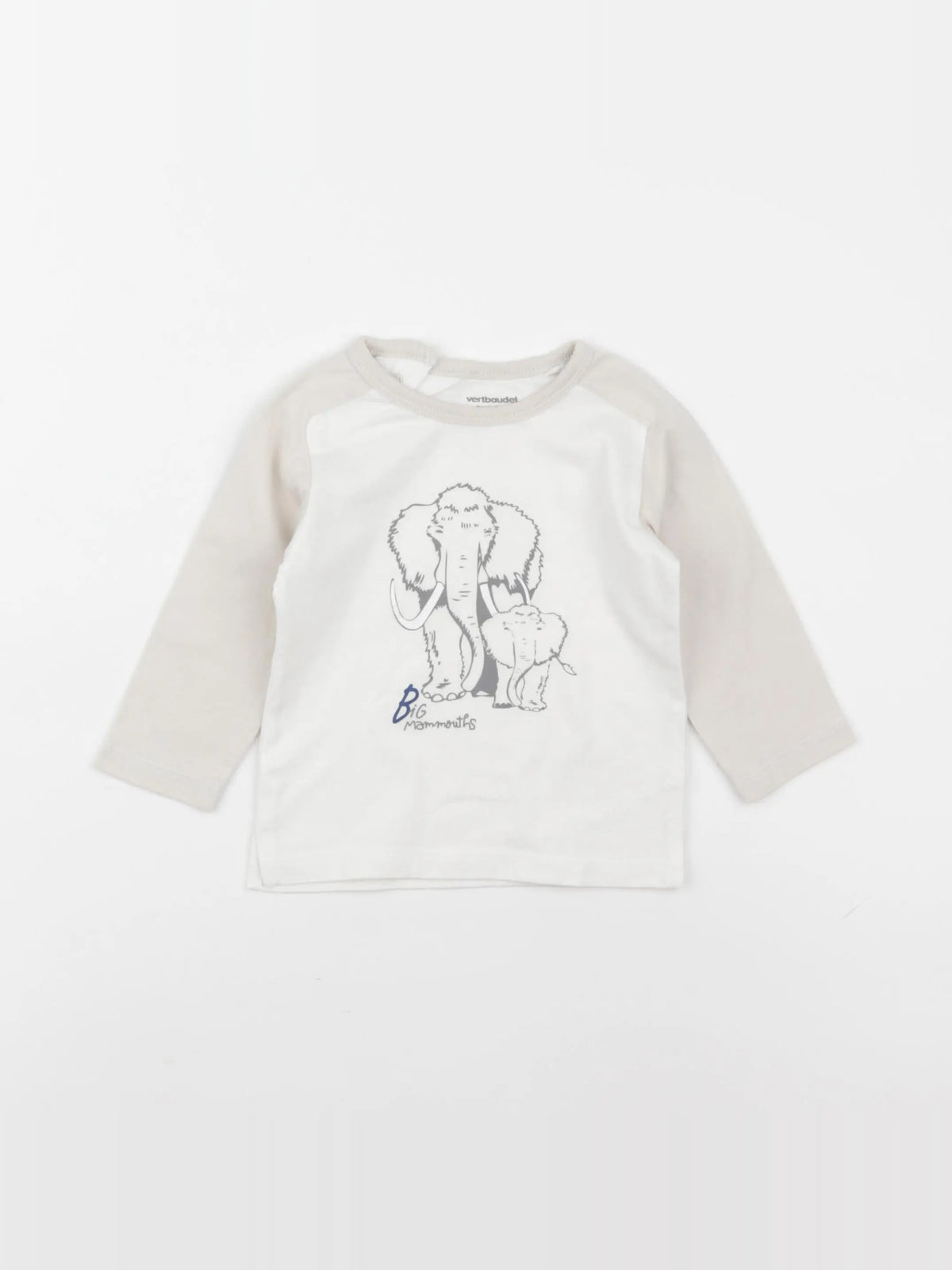 Vertbaudet - tee-shirt blanc, beige - 9 mois