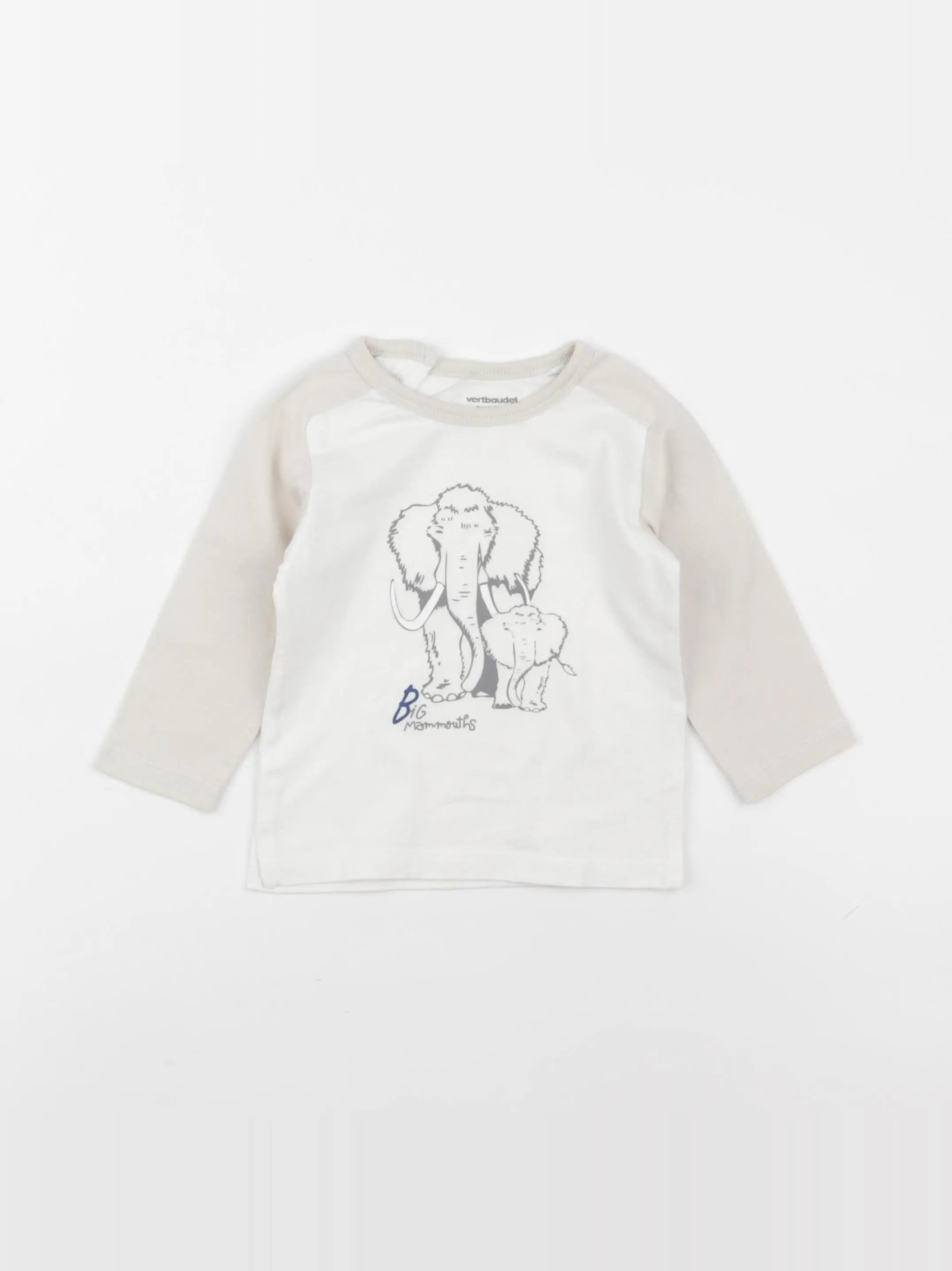 Vertbaudet - tee-shirt blanc, beige - 9 mois