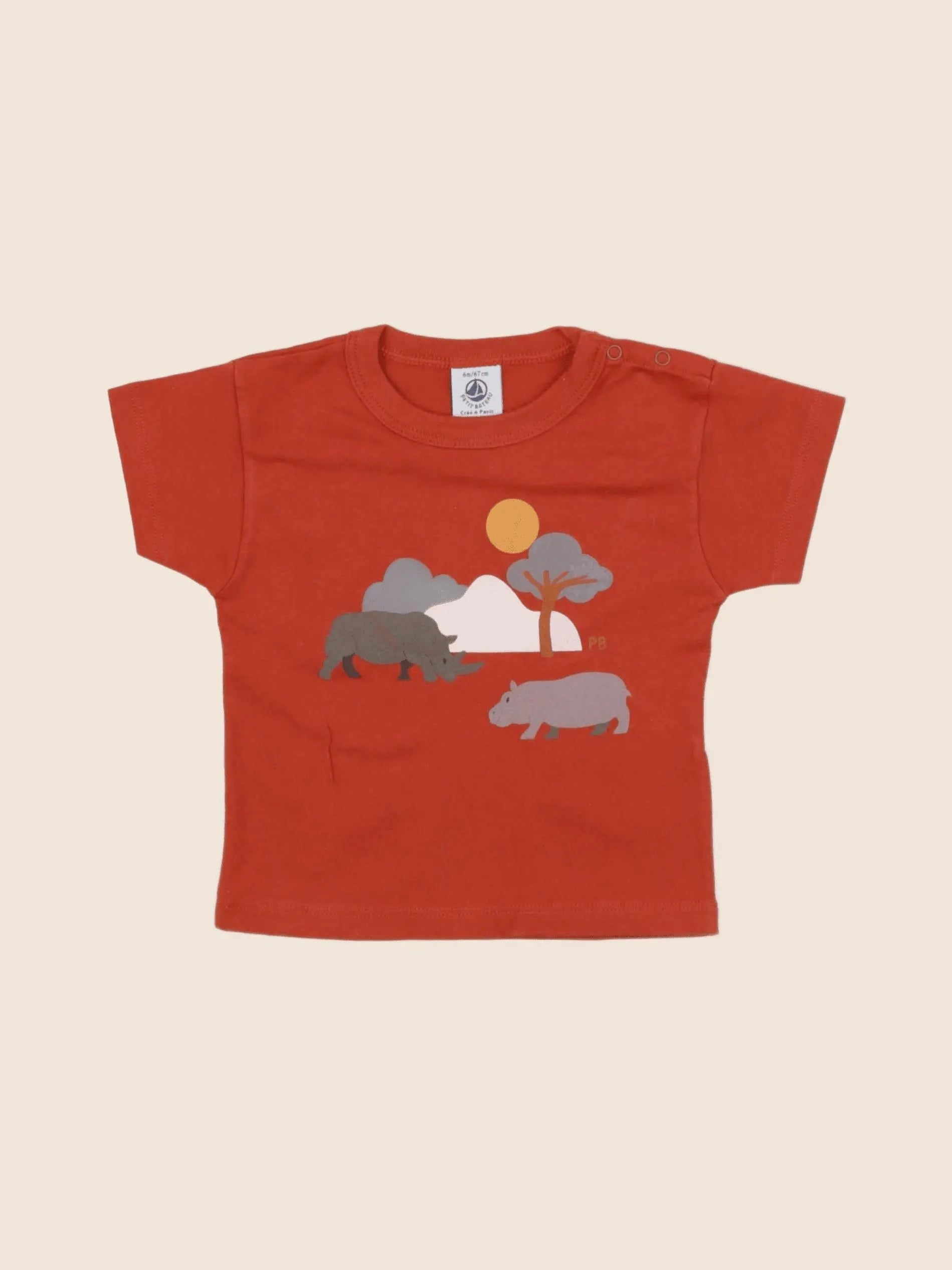 Petit Bateau - tee-shirt orange - 6 mois